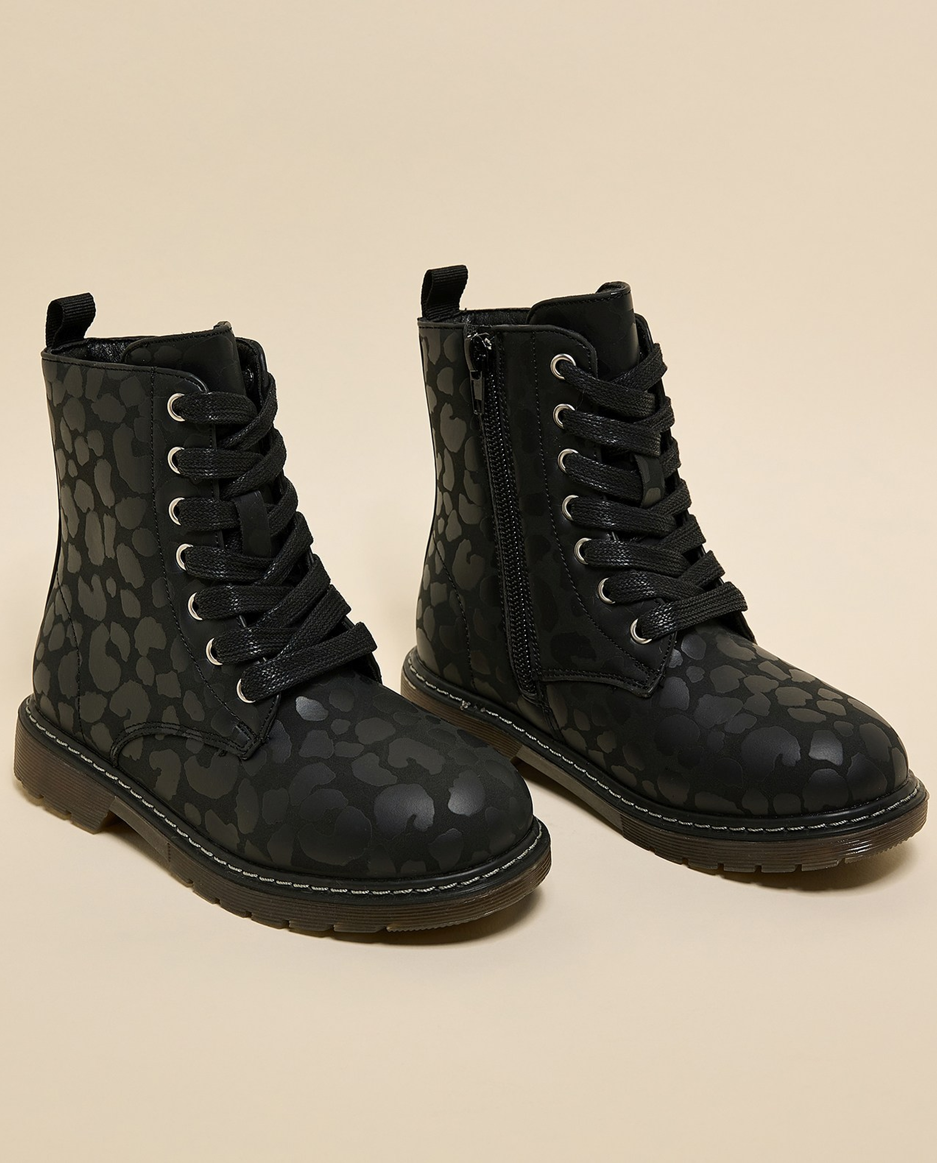 Patterned Combat Boots