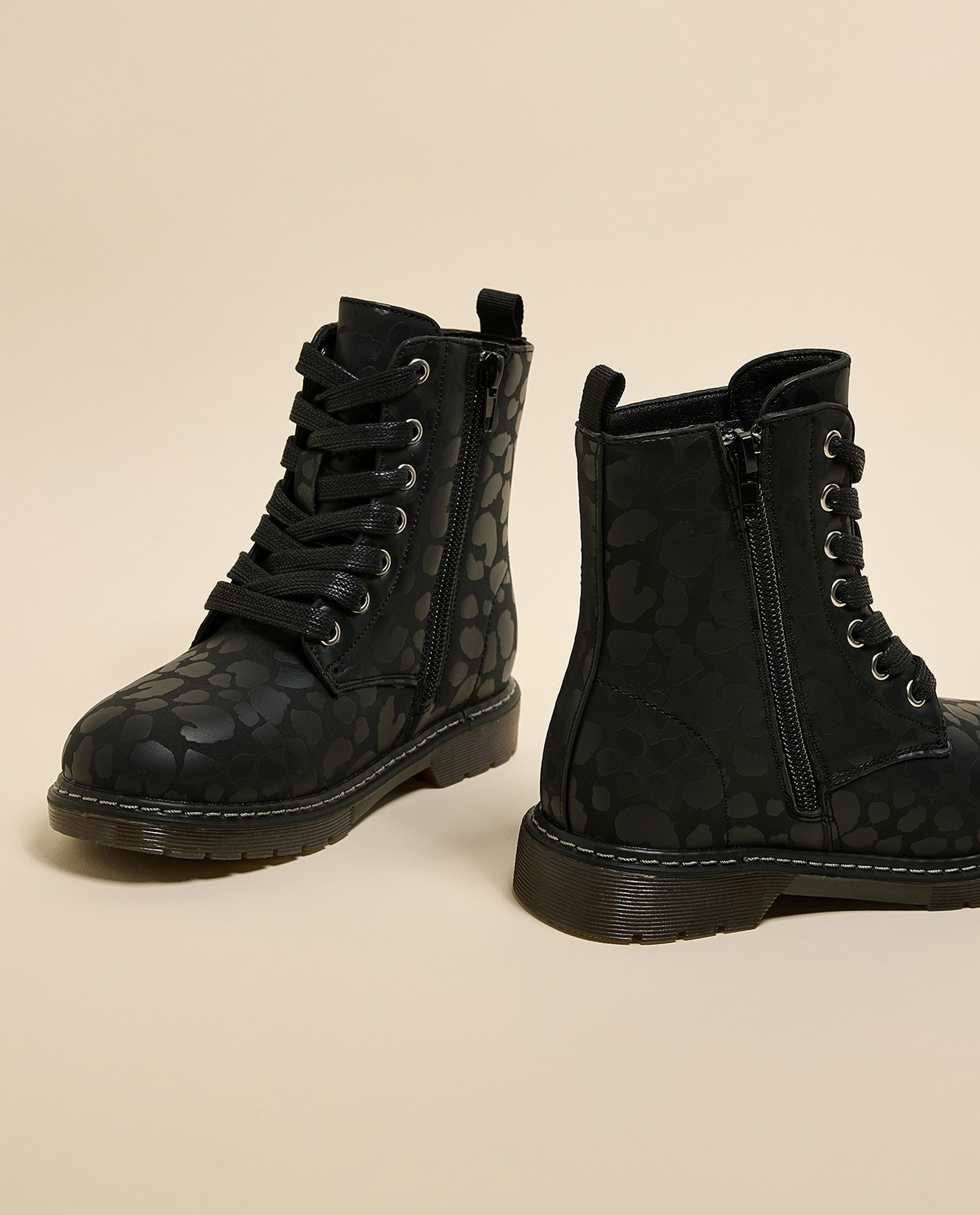 Patterned Combat Boots
