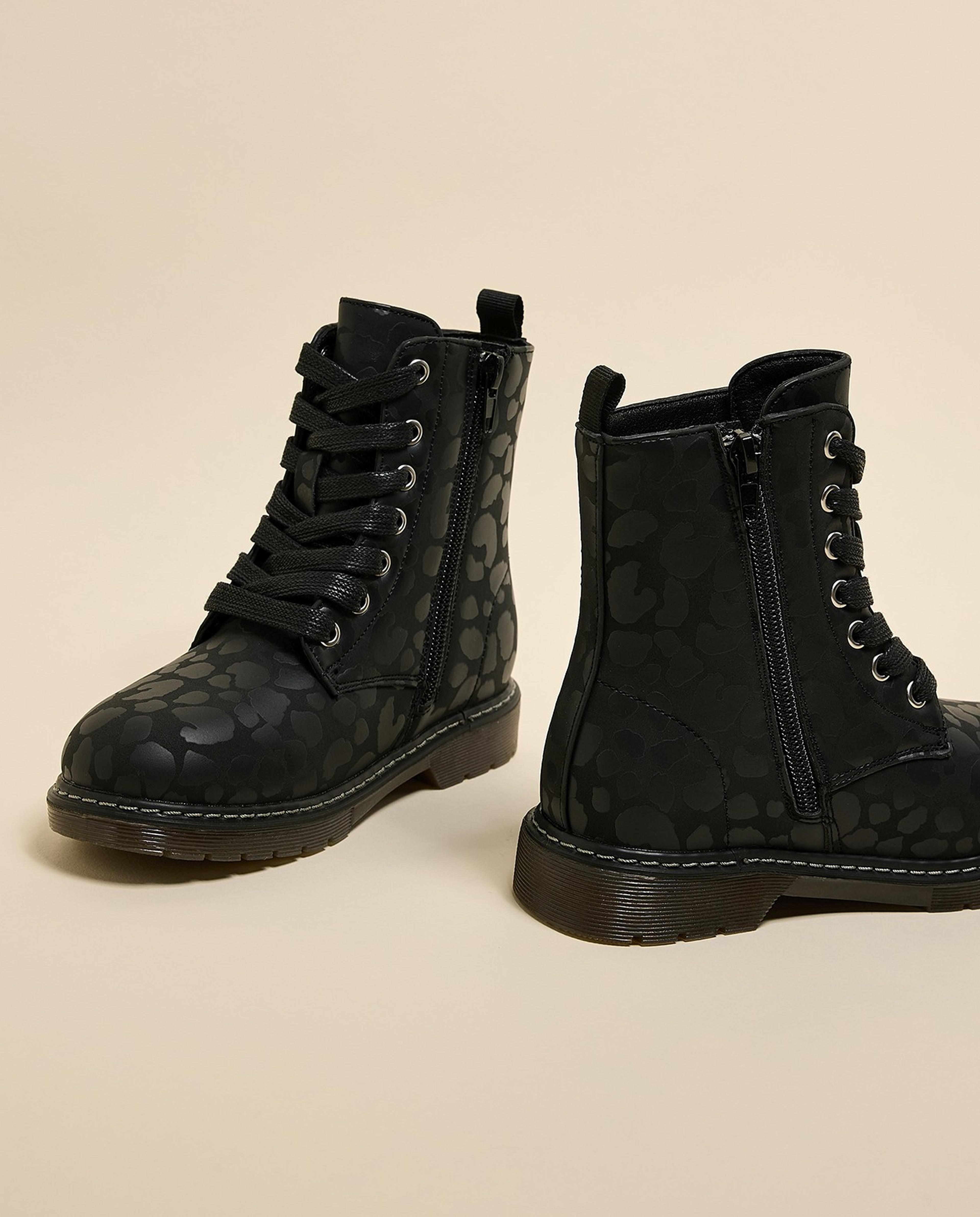 Patterned Combat Boots