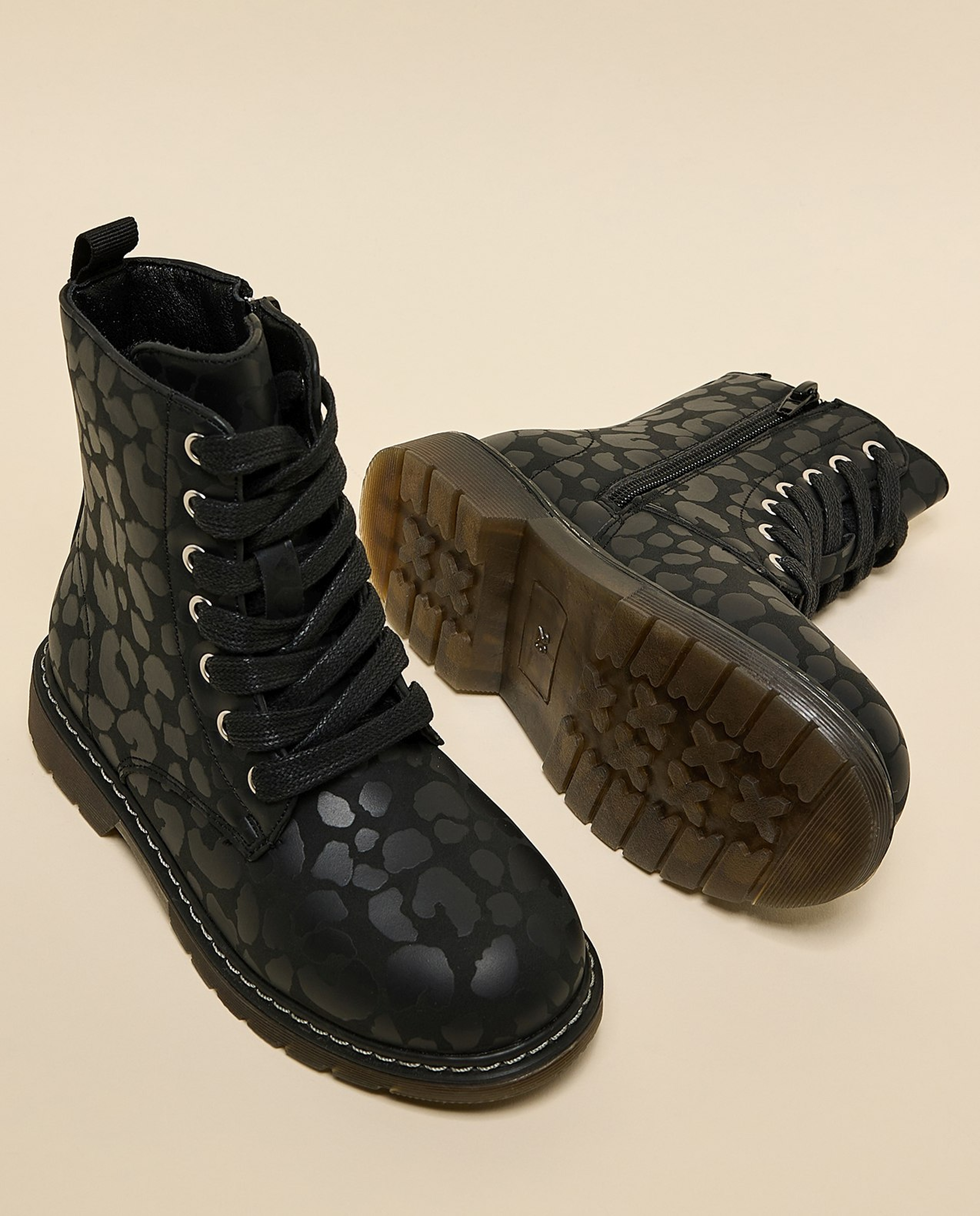 Patterned Combat Boots