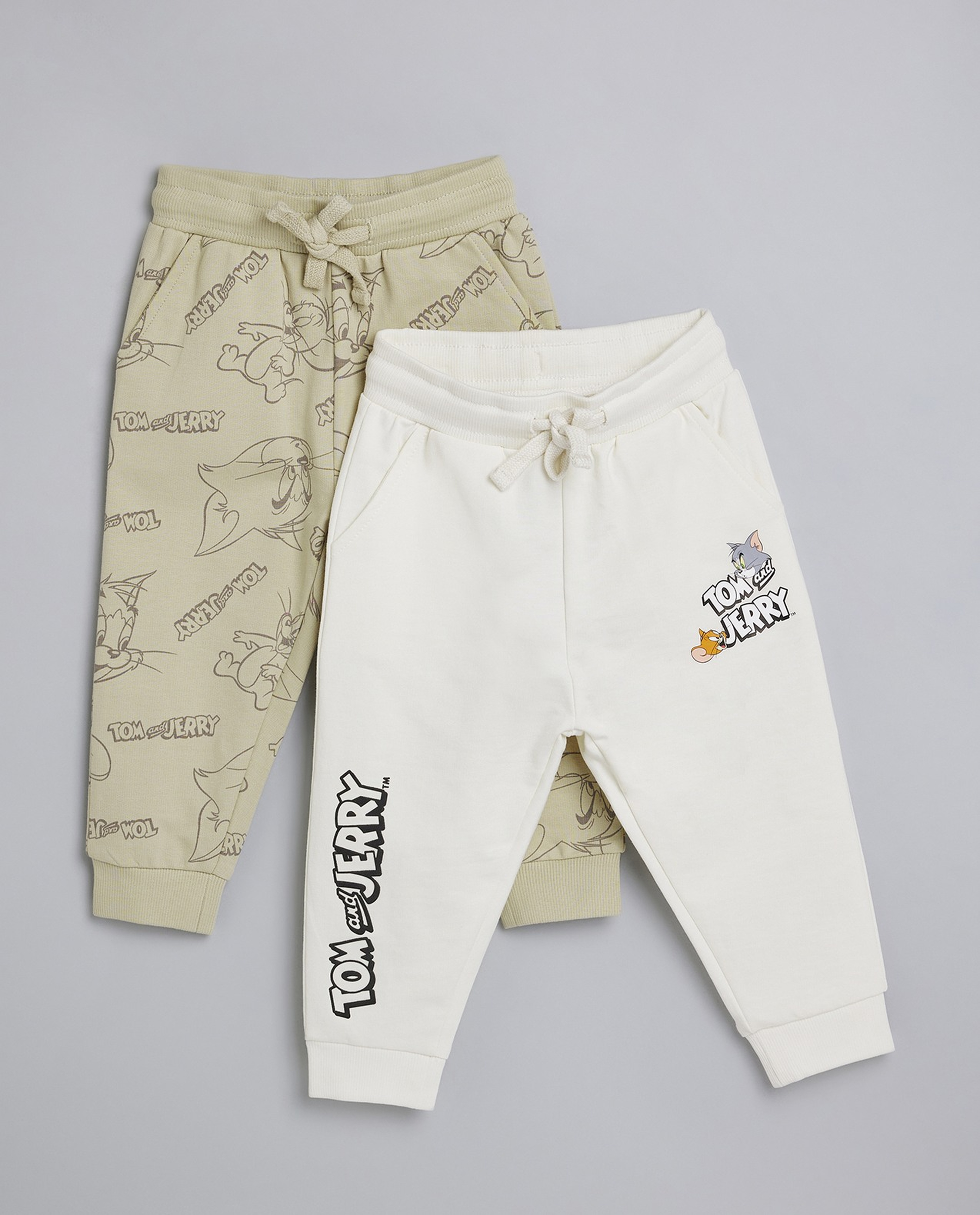 2 Pack Tom & Jerry Print Joggers with Drawstring Waist