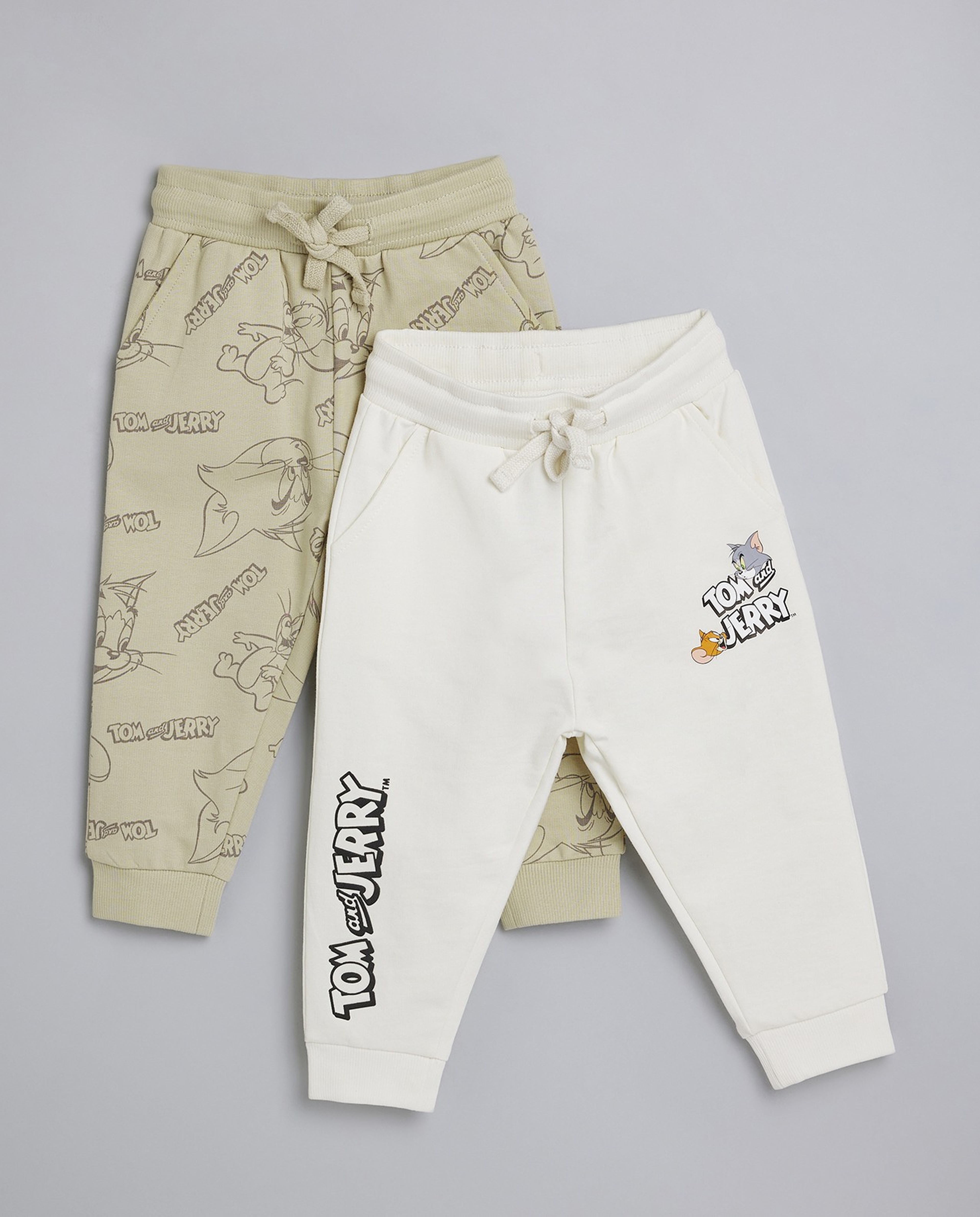 2 Pack Tom & Jerry Print Joggers with Drawstring Waist