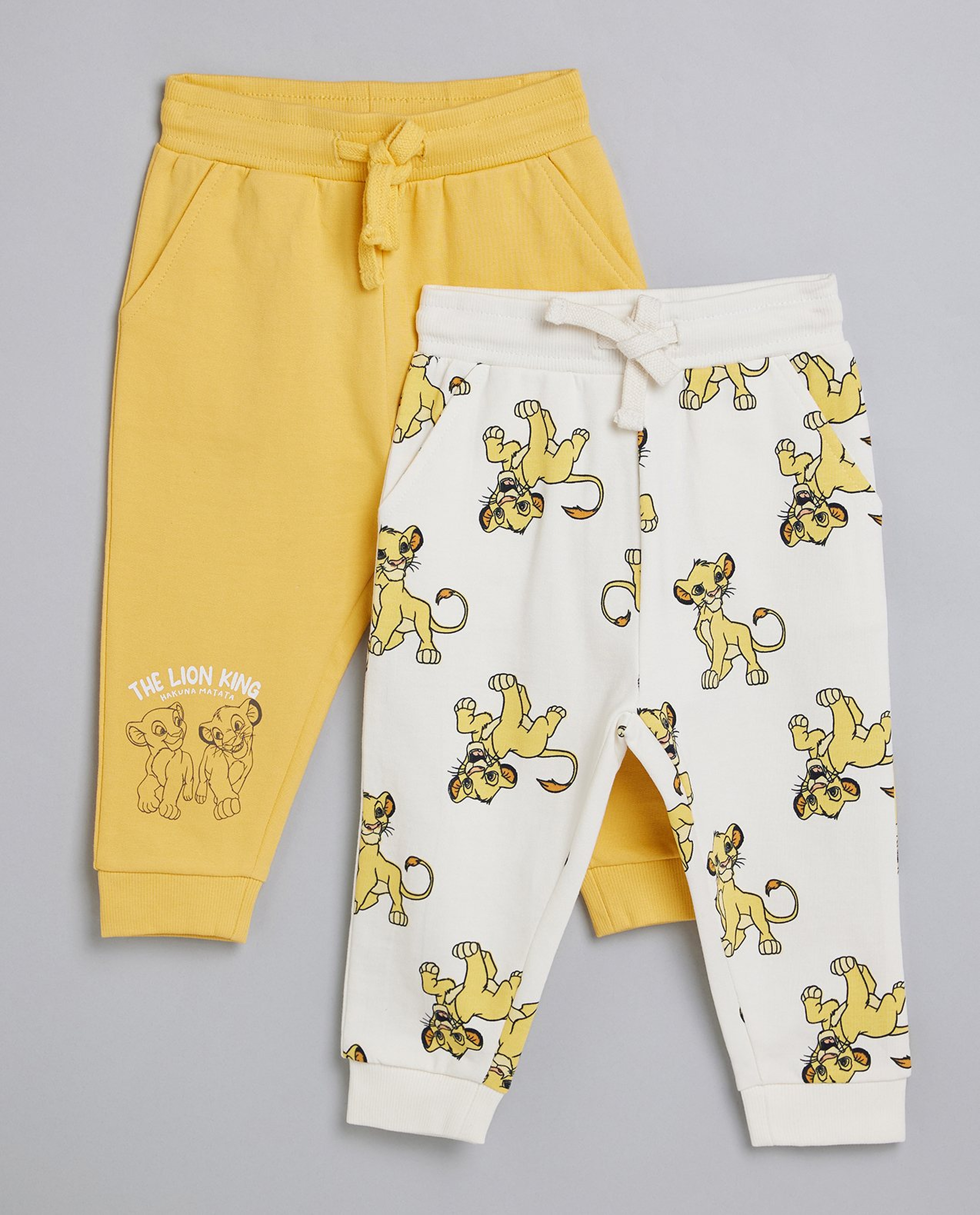 2 Pack Simba Print Joggers Ith Drawstring Waist