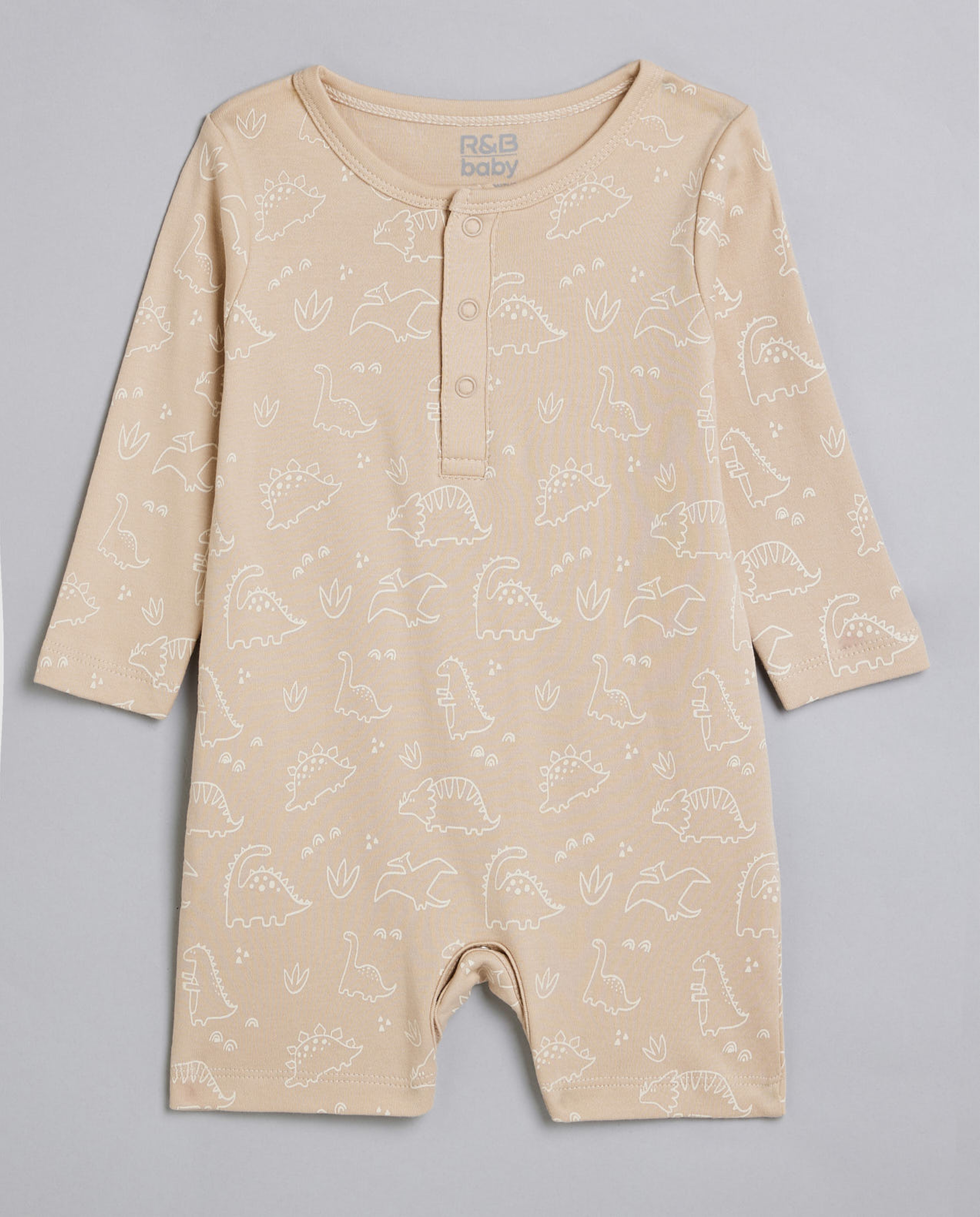 3 Pack Printed Rompers with Long Sleeves