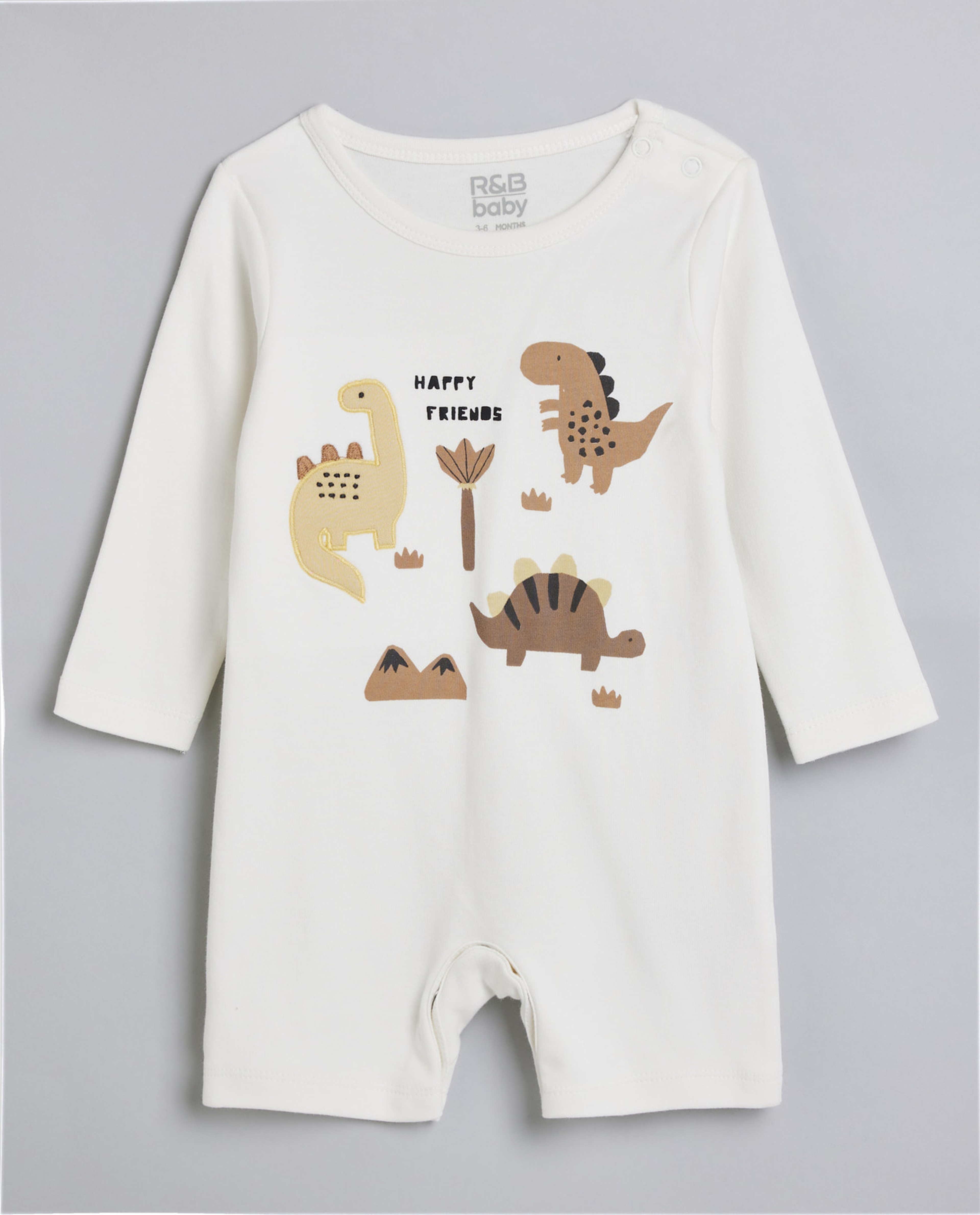 3 Pack Printed Rompers with Long Sleeves