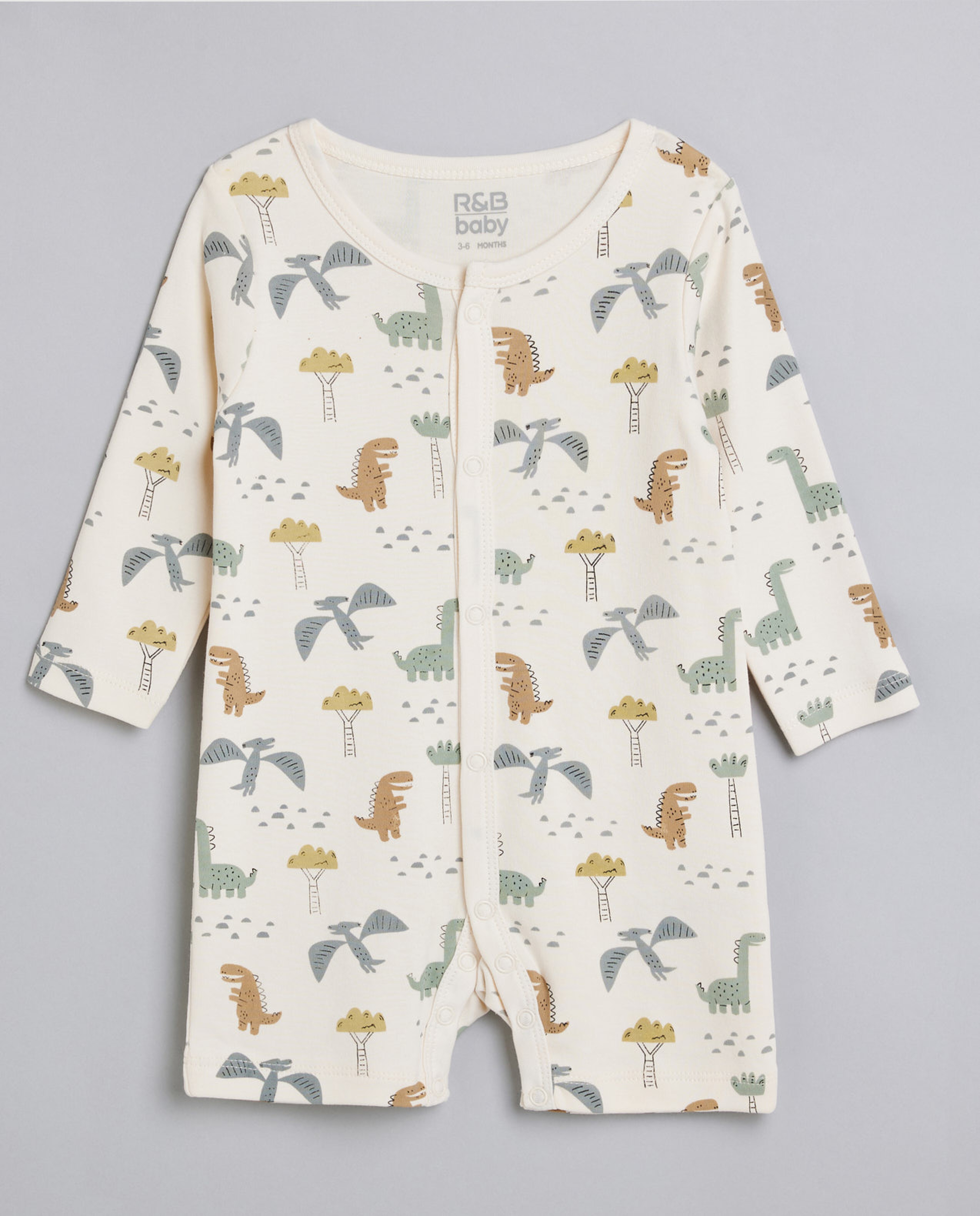 3 Pack Printed Rompers with Long Sleeves