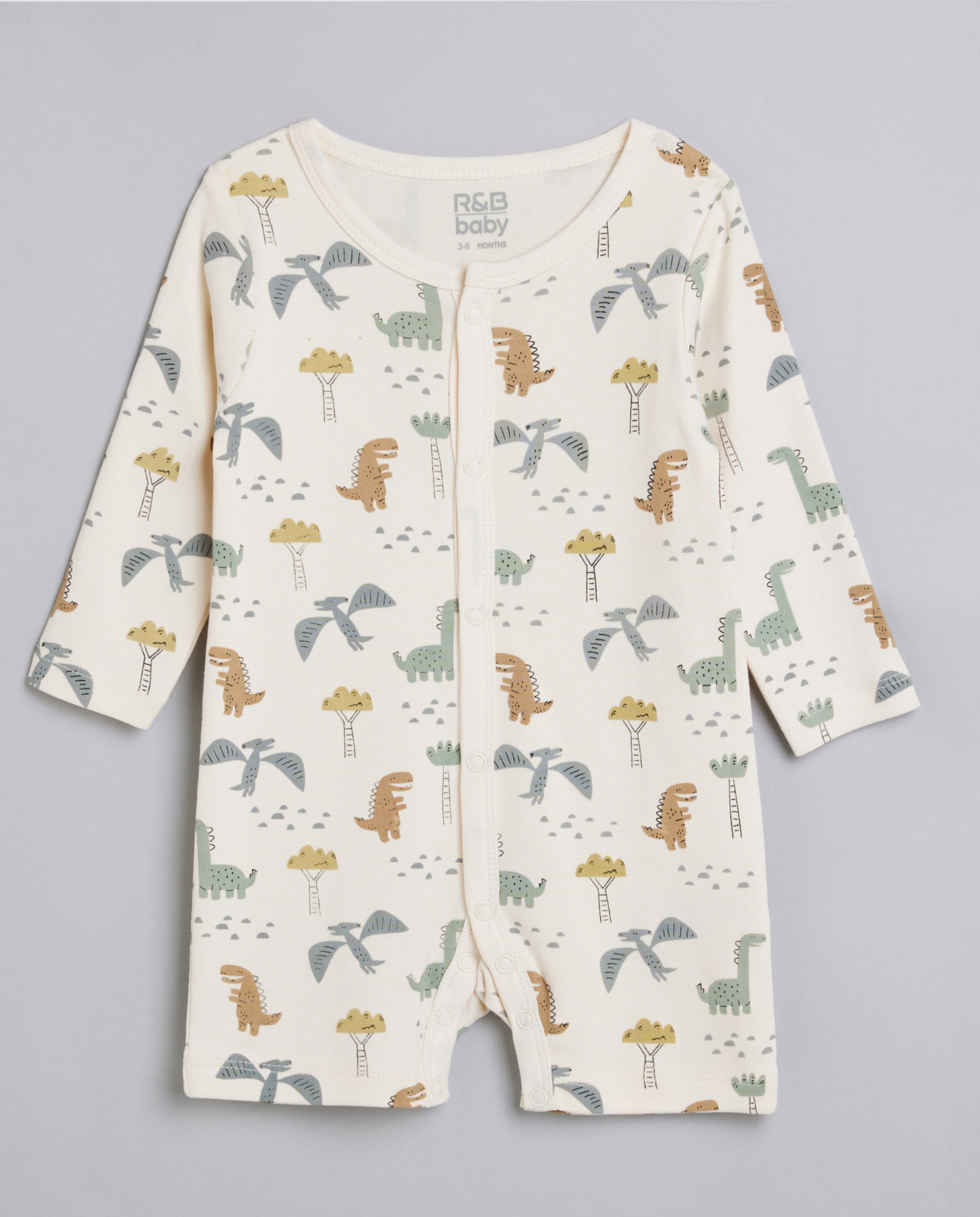 3 Pack Printed Rompers with Long Sleeves