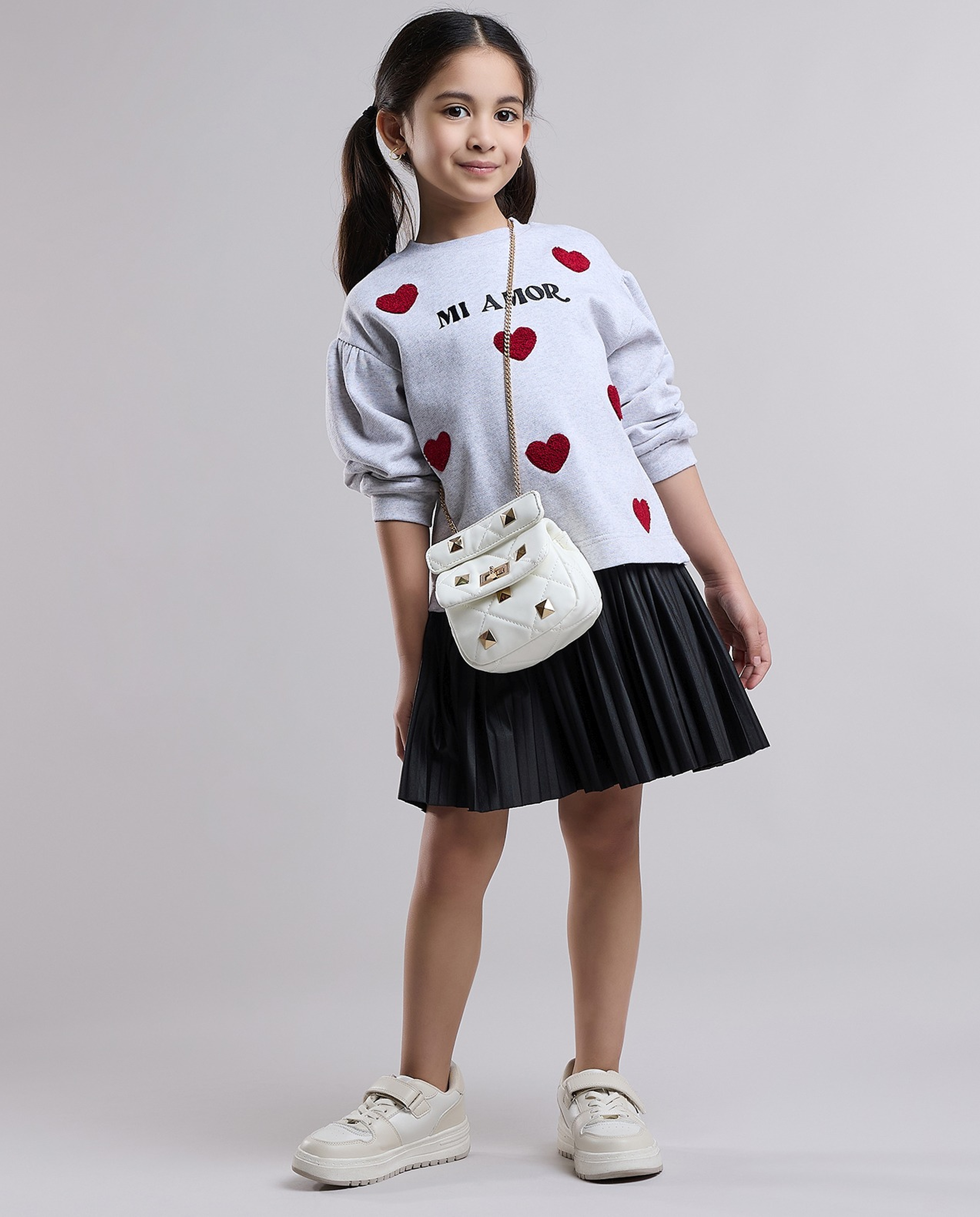 Printed Knit Dress with Crew Neck and Long Sleeves