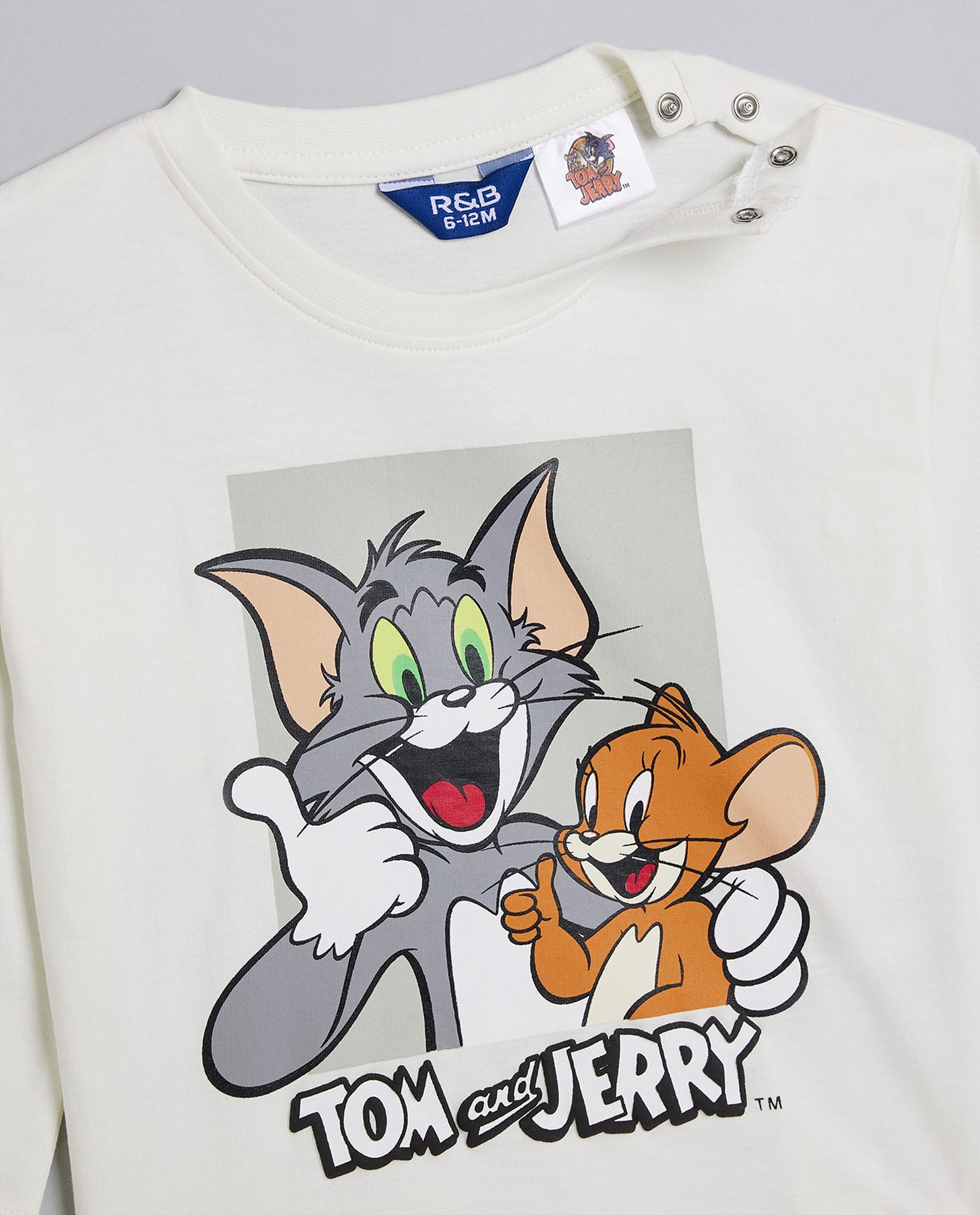 2 Pack Tom & Jerry Print T-Shirts with Long Sleeves