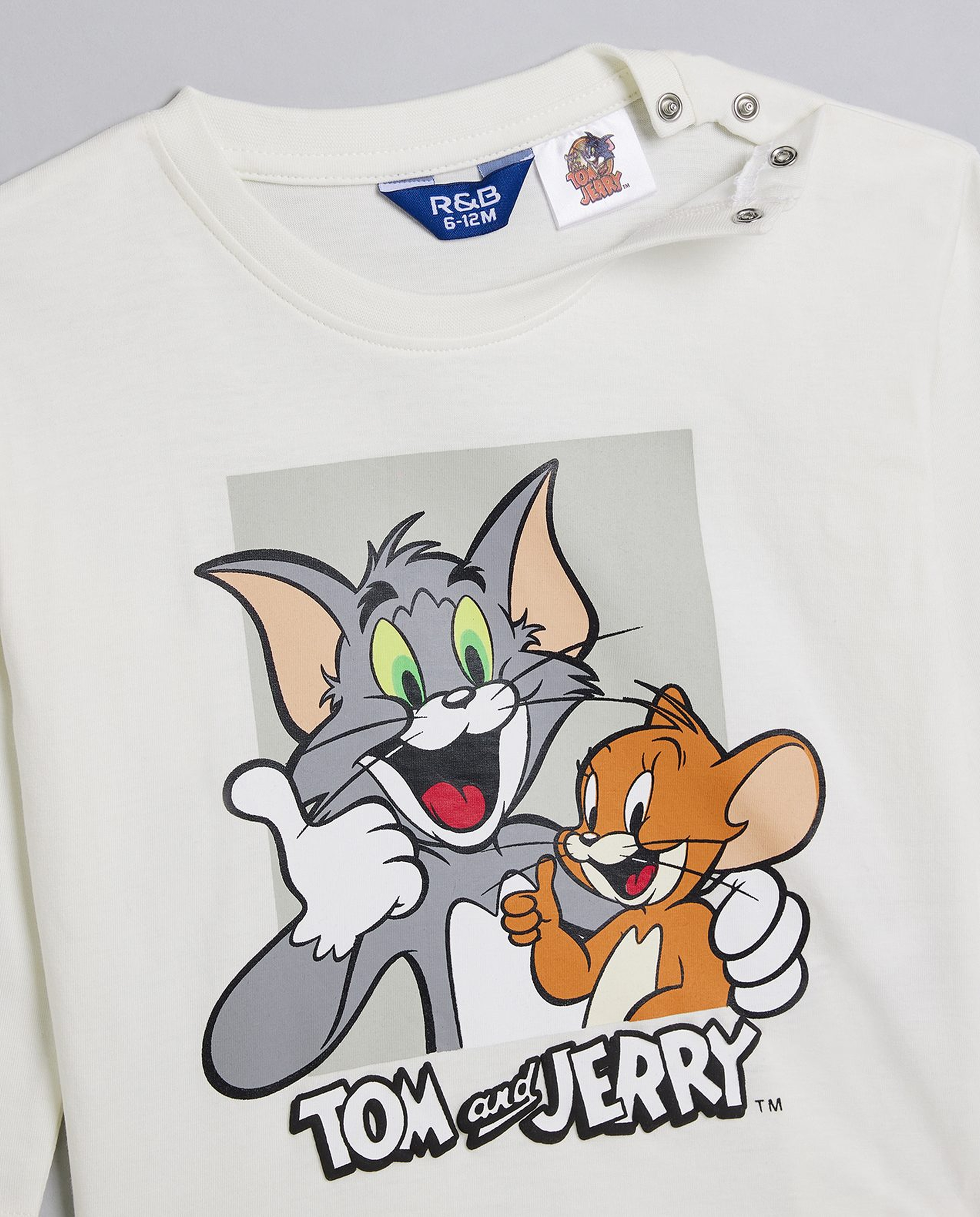 2 Pack Tom & Jerry Print T-Shirts with Long Sleeves