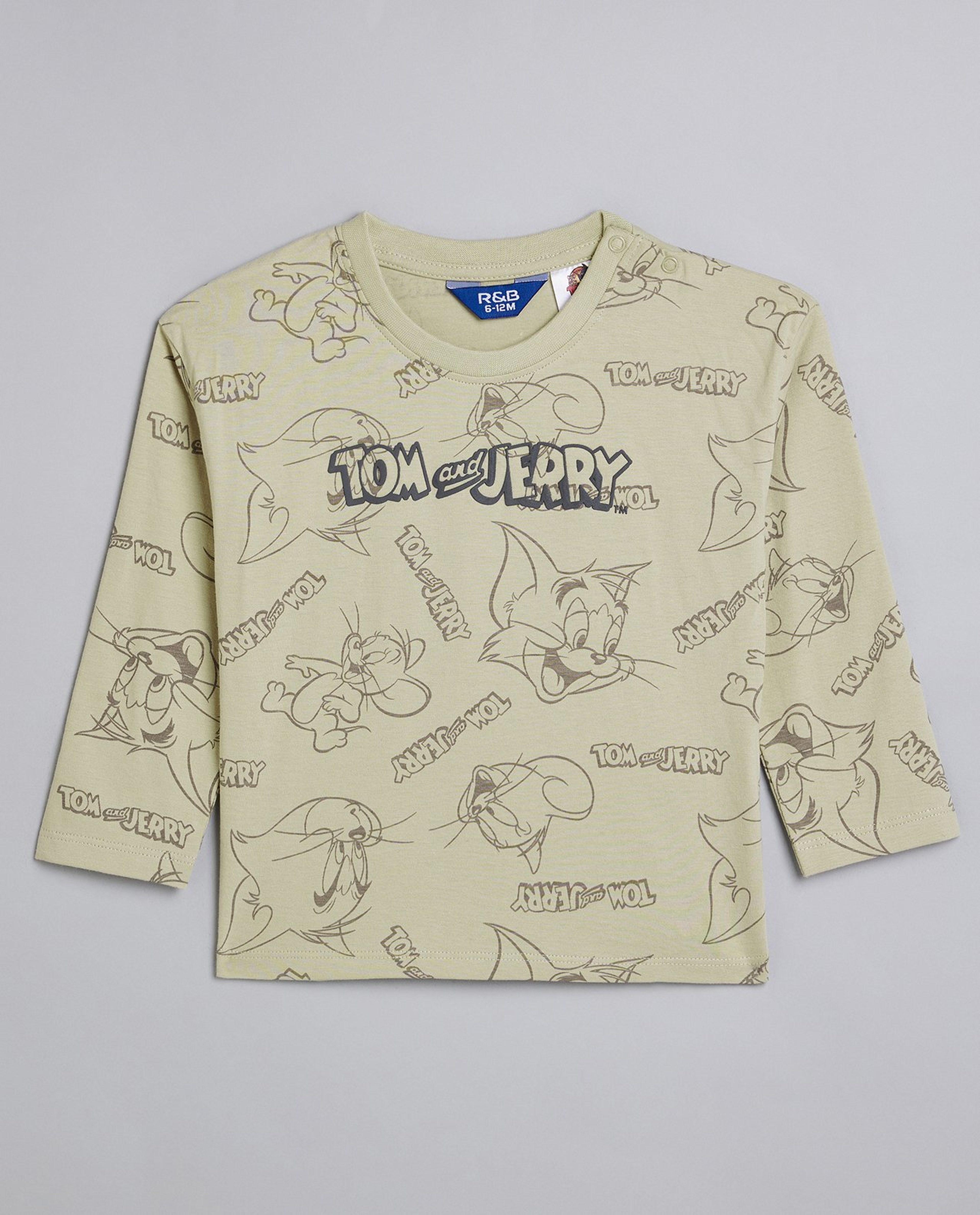 2 Pack Tom & Jerry Print T-Shirts with Long Sleeves