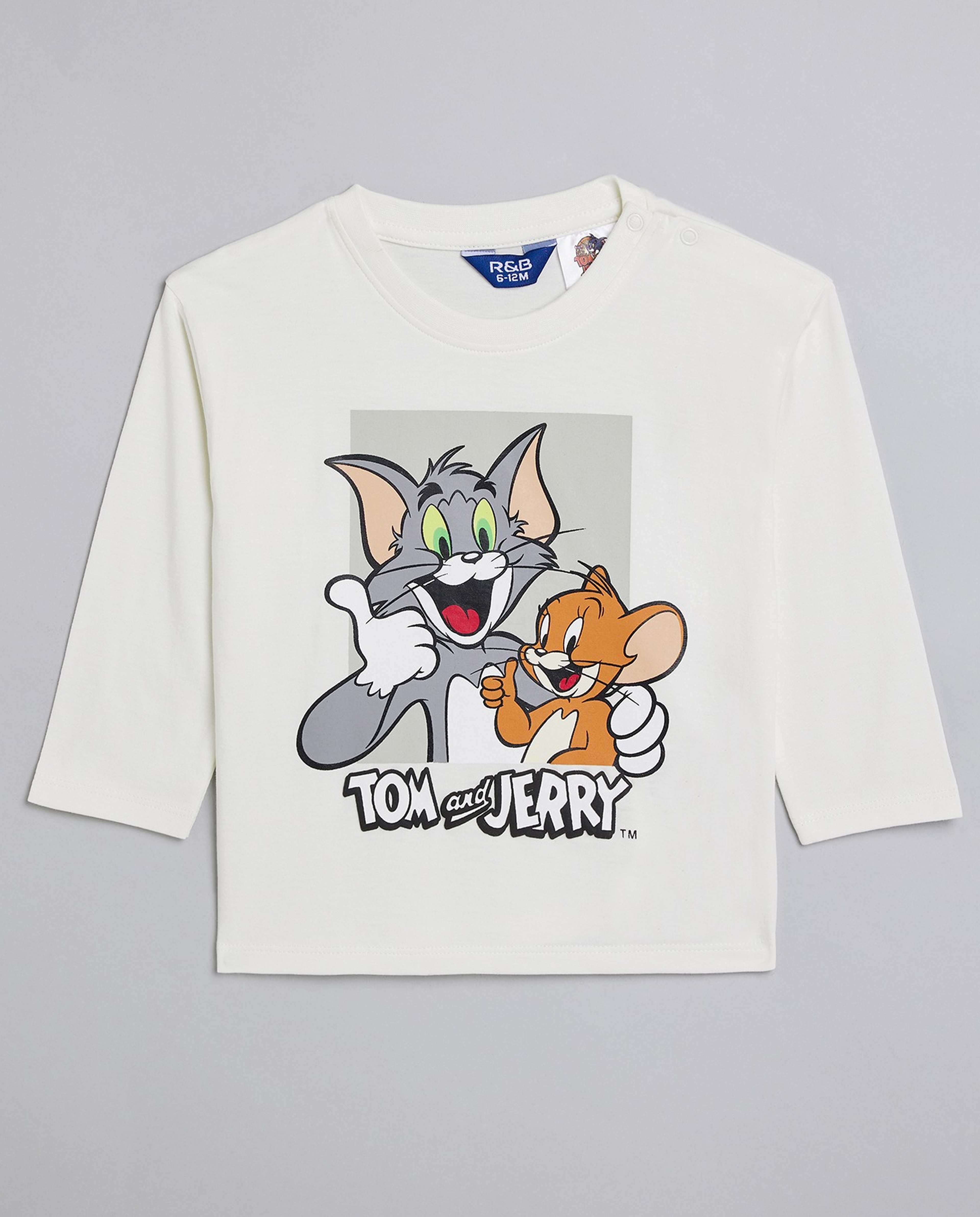2 Pack Tom & Jerry Print T-Shirts with Long Sleeves
