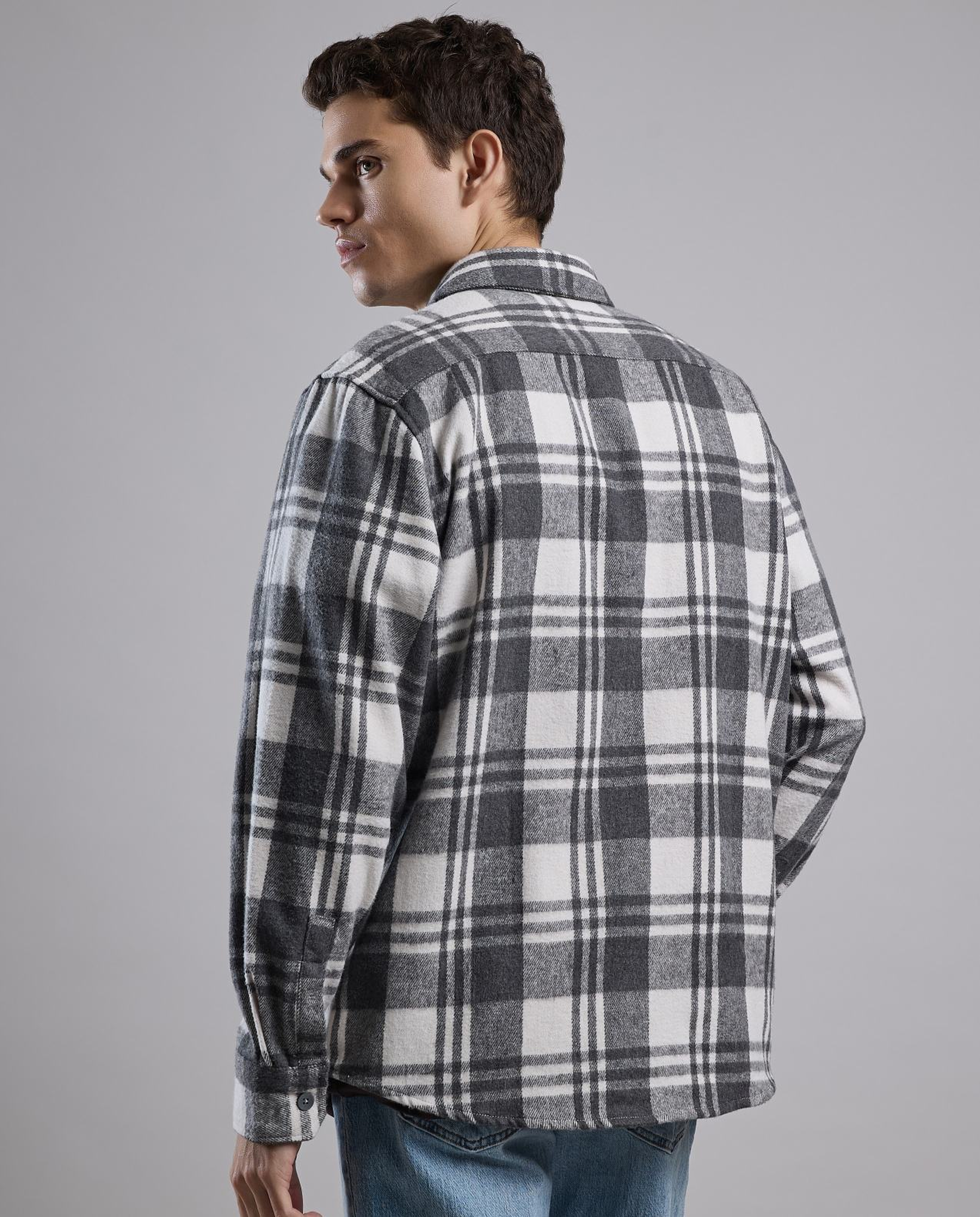 Plaid Shirt with Classic Collar and Long Sleeves