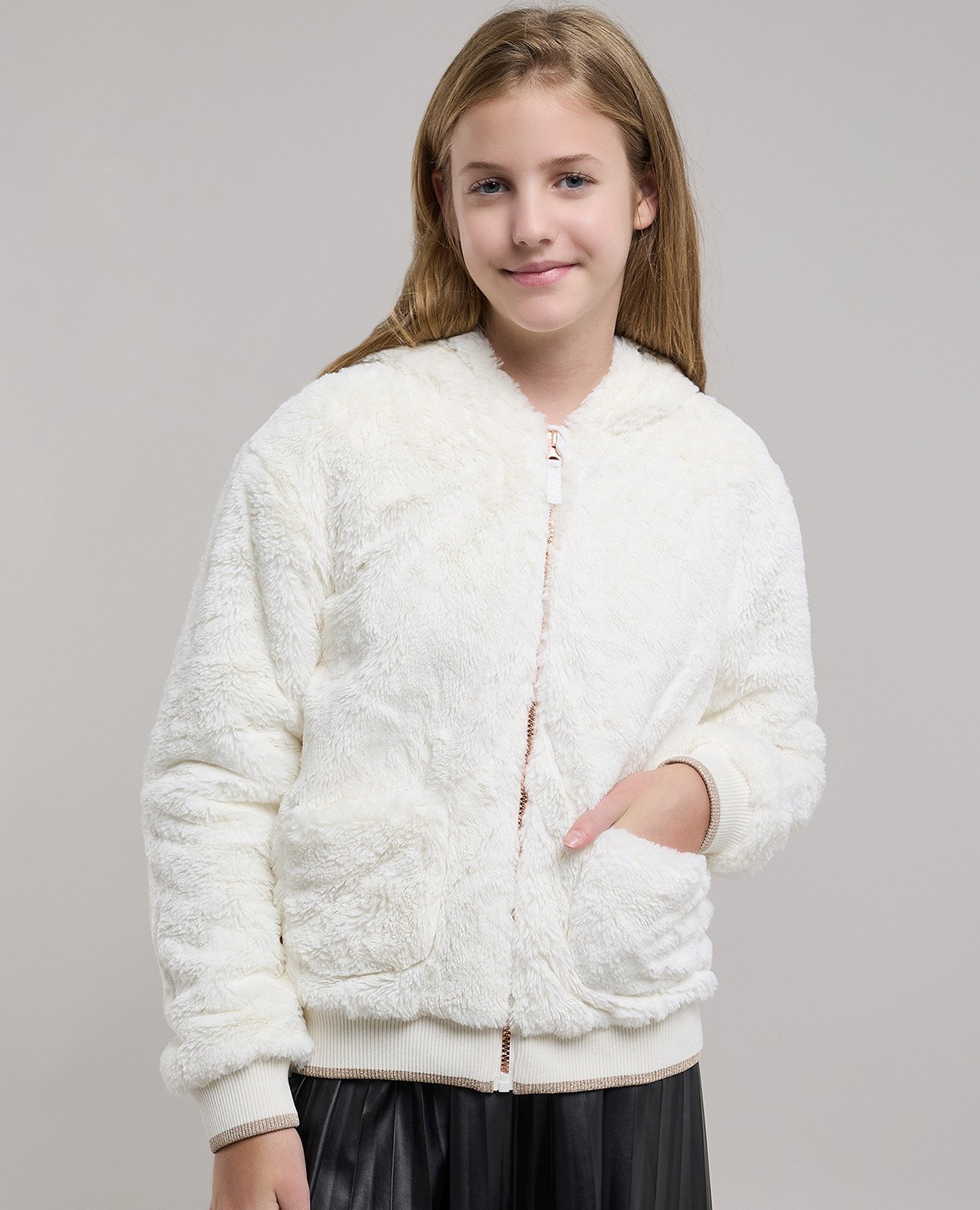 Furry Jacket with Zipper Closure