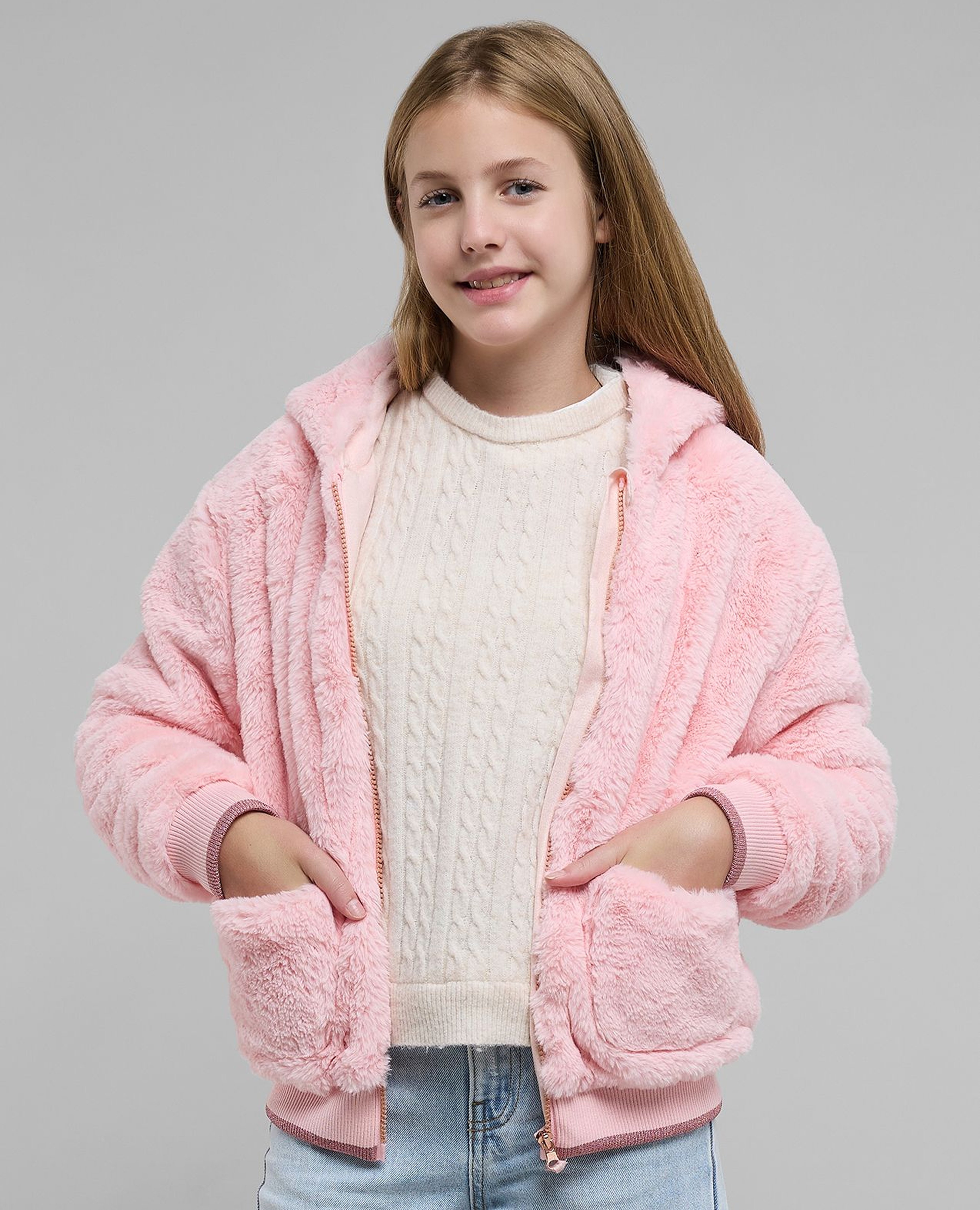 Furry Jacket with Zipper Closure