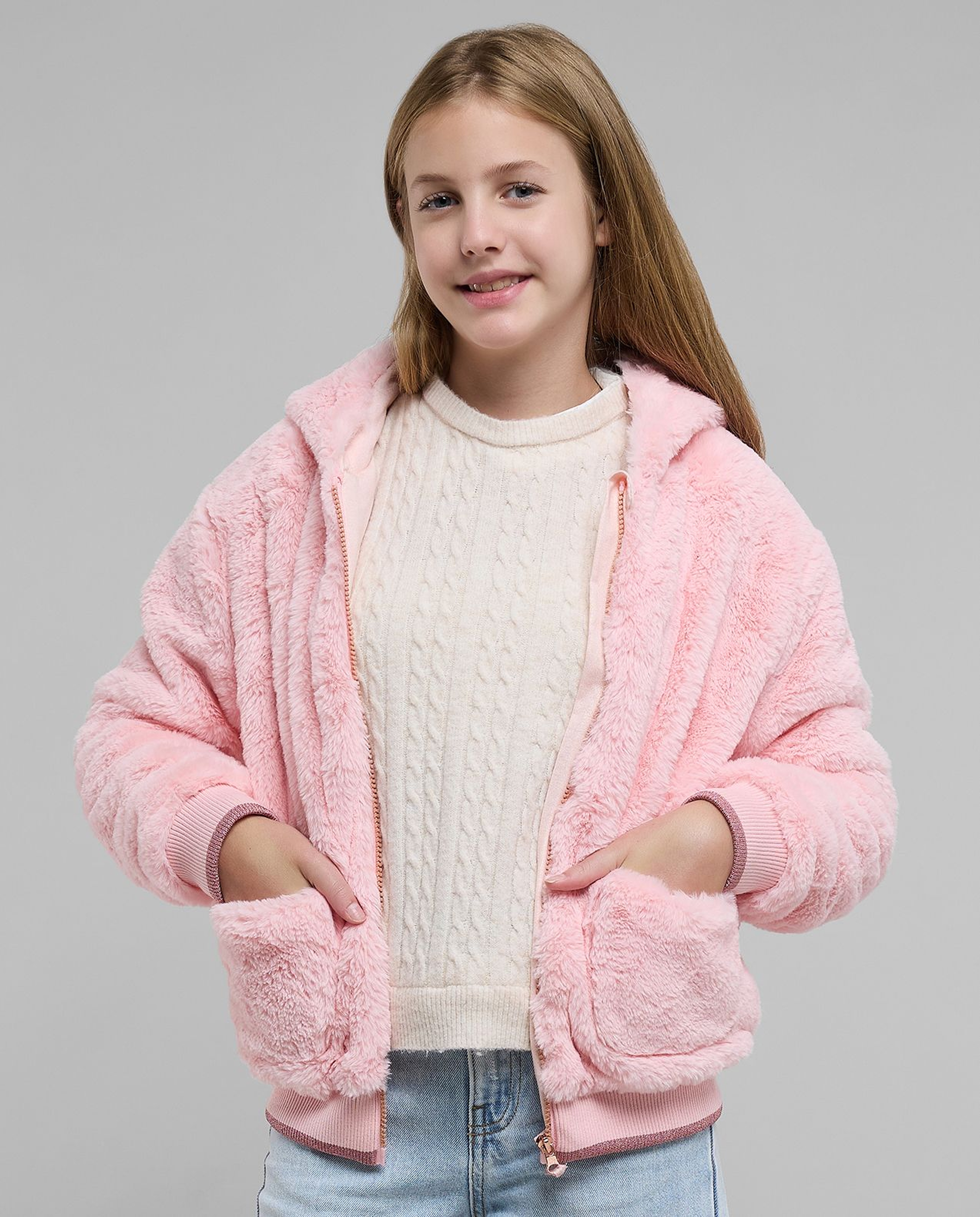 Furry Jacket with Zipper Closure
