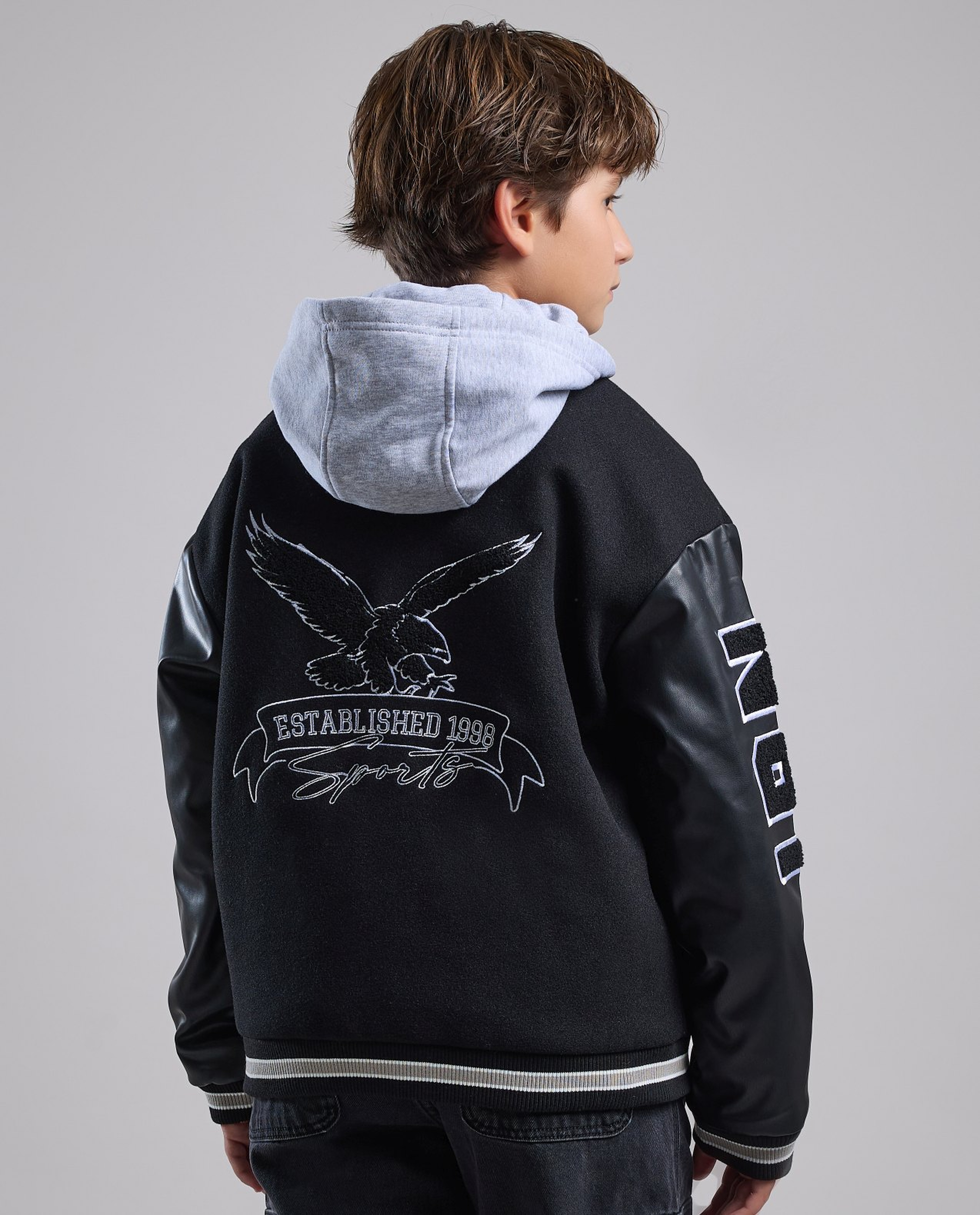 Embroidered Hooded Jacket with Button Closure