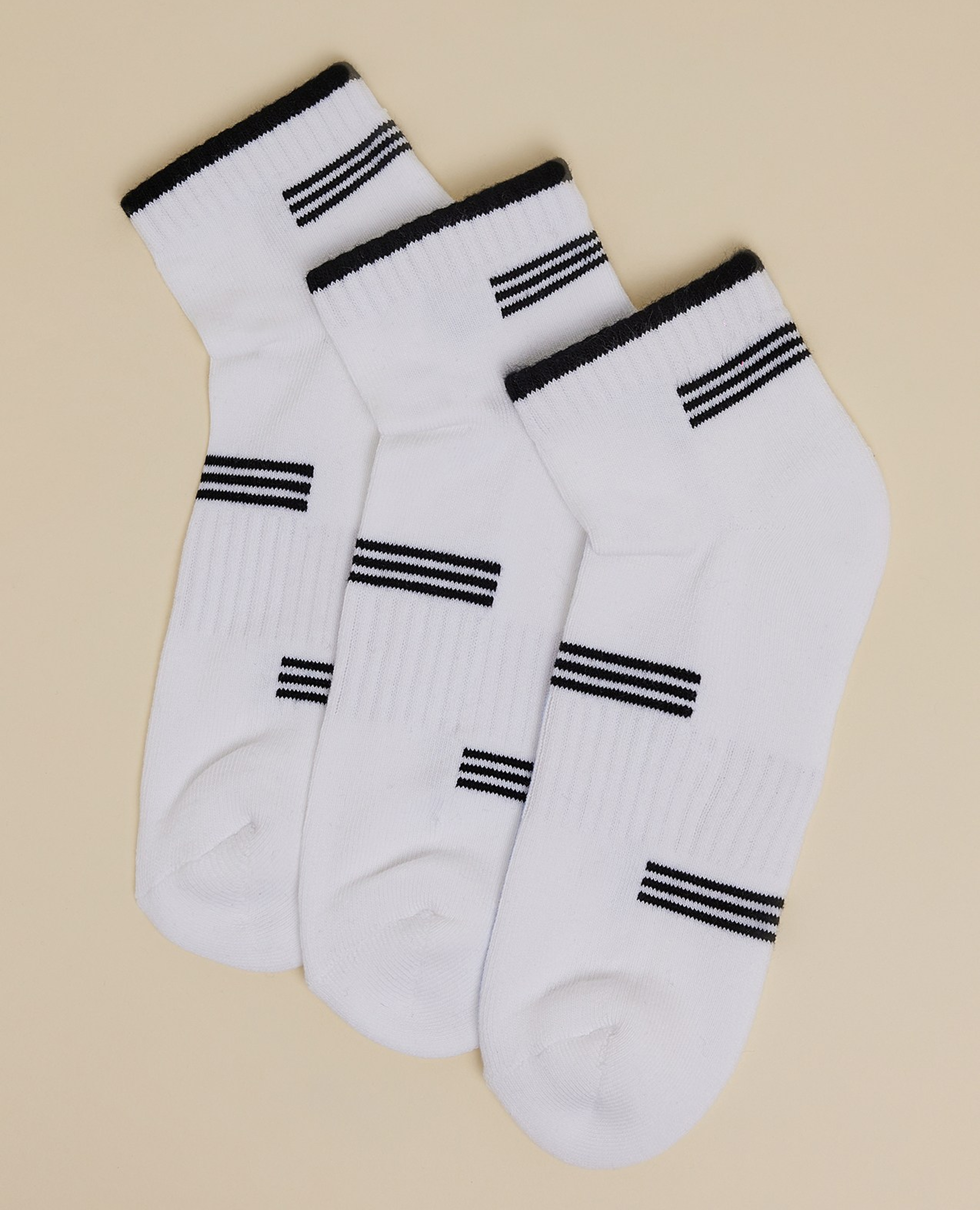 3 Pack Striped Sports Socks