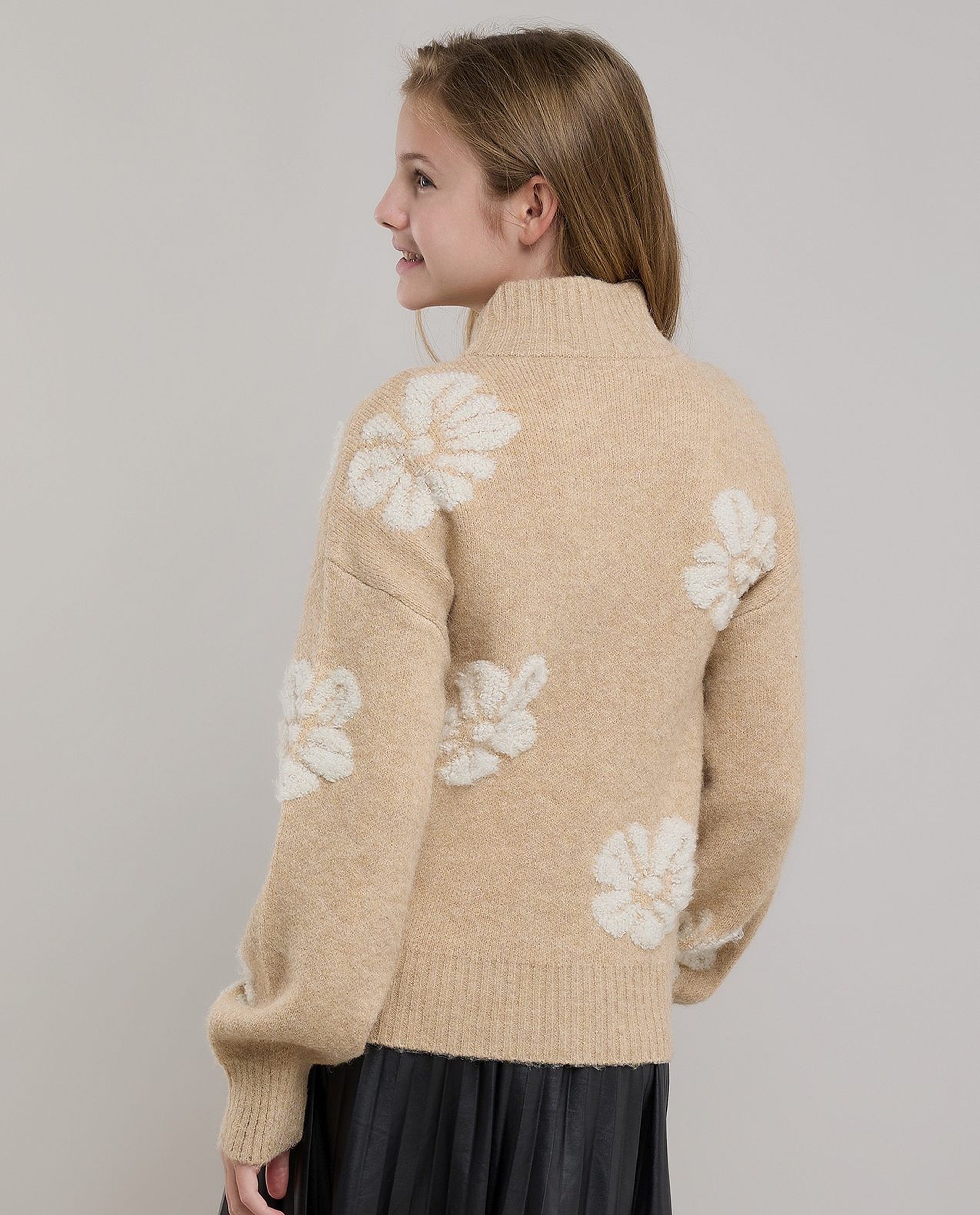 Embroidered Cardigan with Zipper Closure