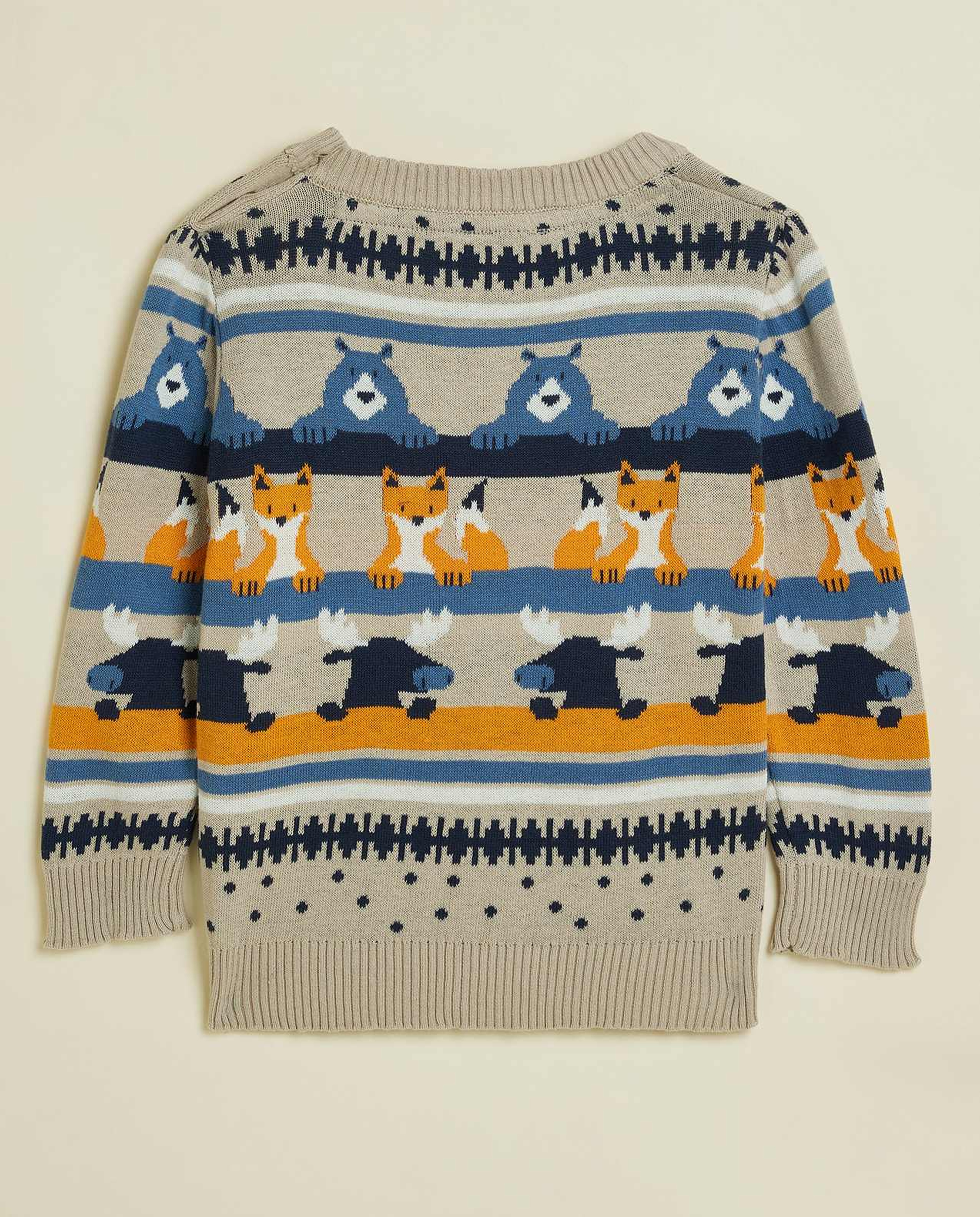 Patterned Sweater with Crew Neck and Long Sleeves