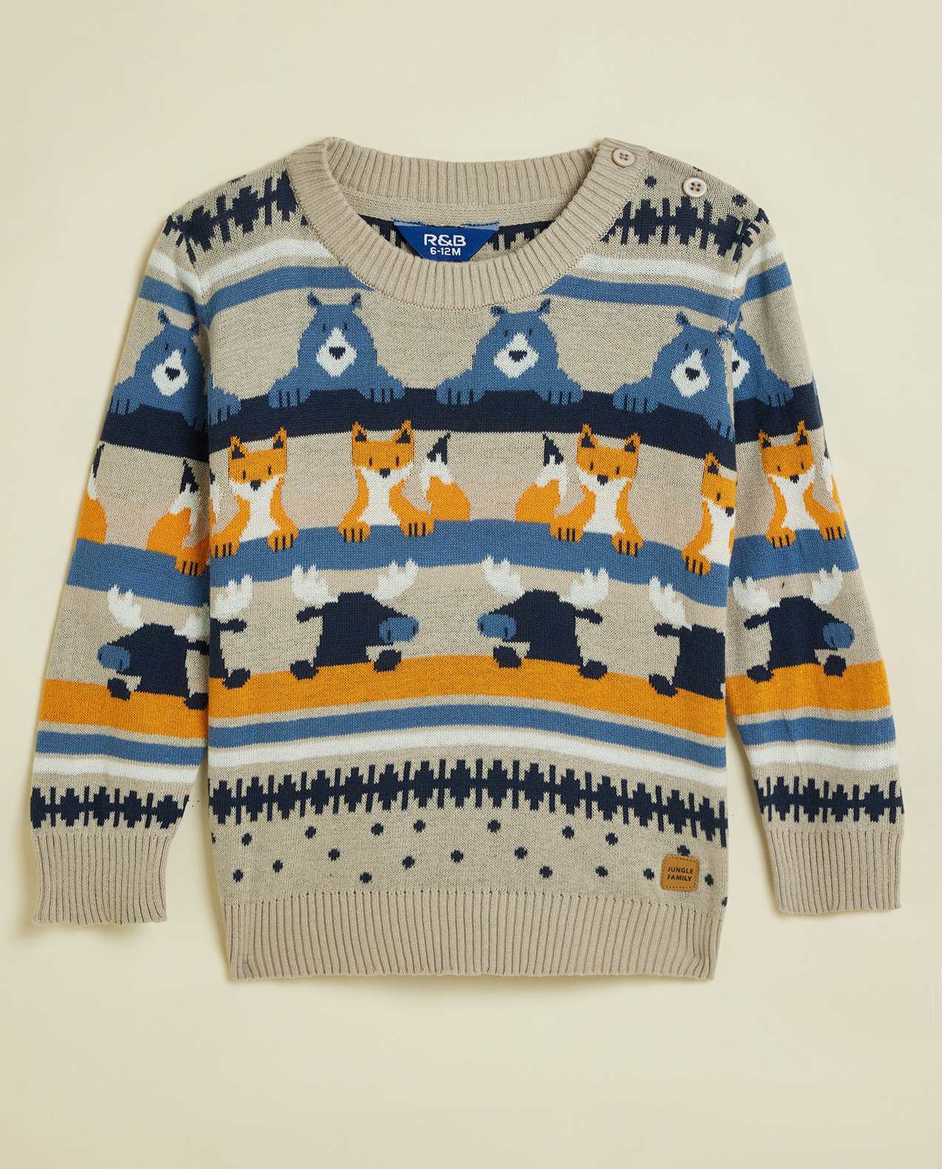 Patterned Sweater with Crew Neck and Long Sleeves