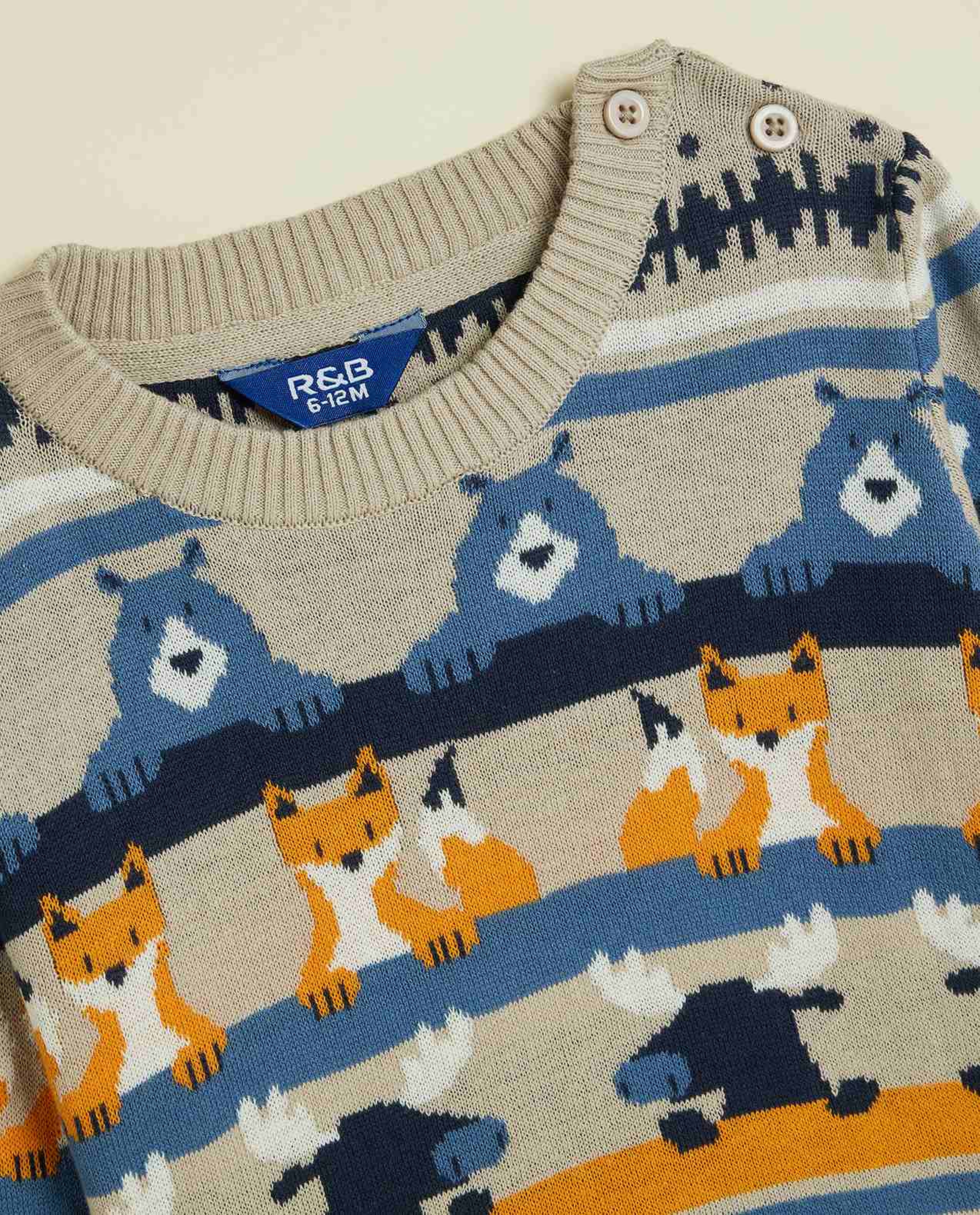 Patterned Sweater with Crew Neck and Long Sleeves