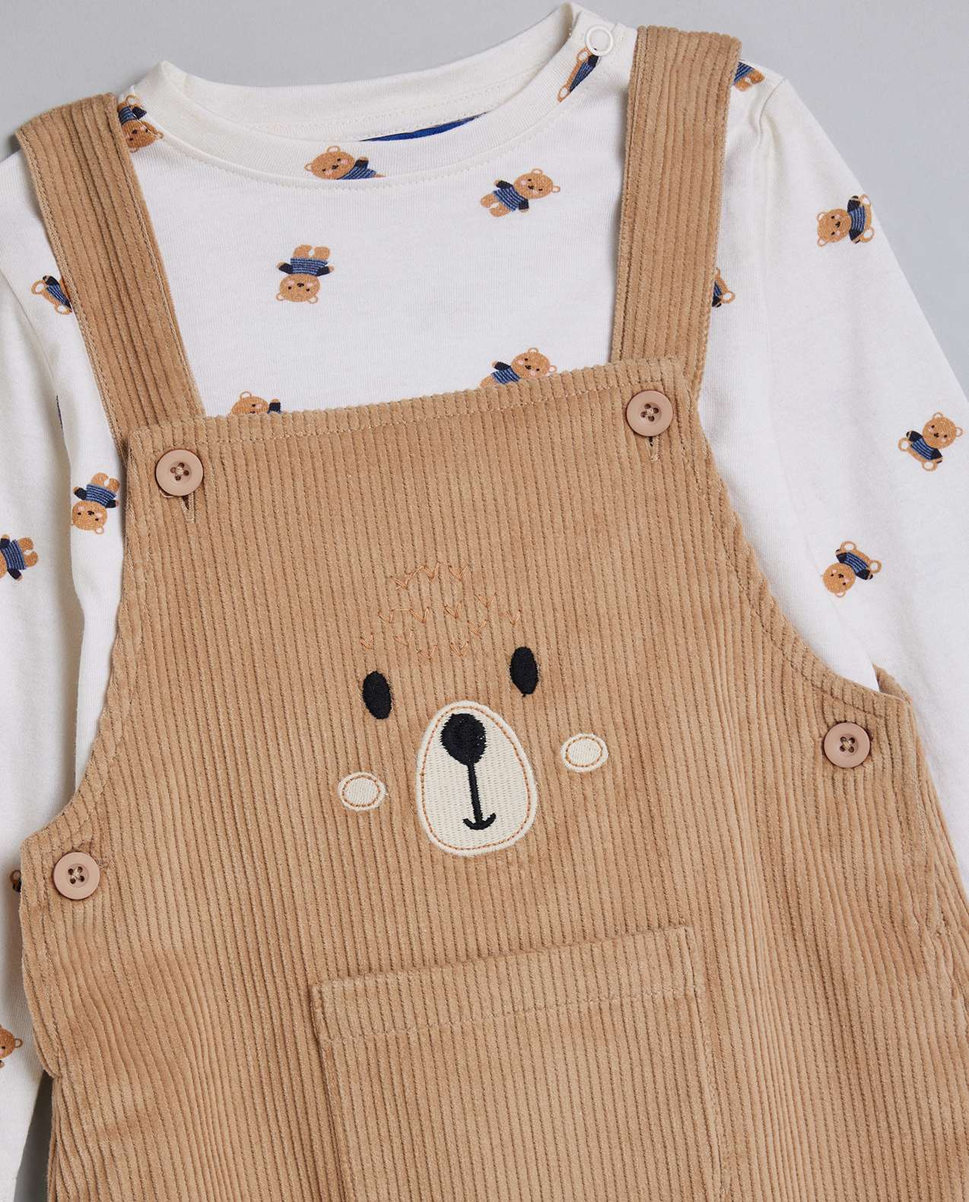 Printed T-Shirt and Dungaree Set