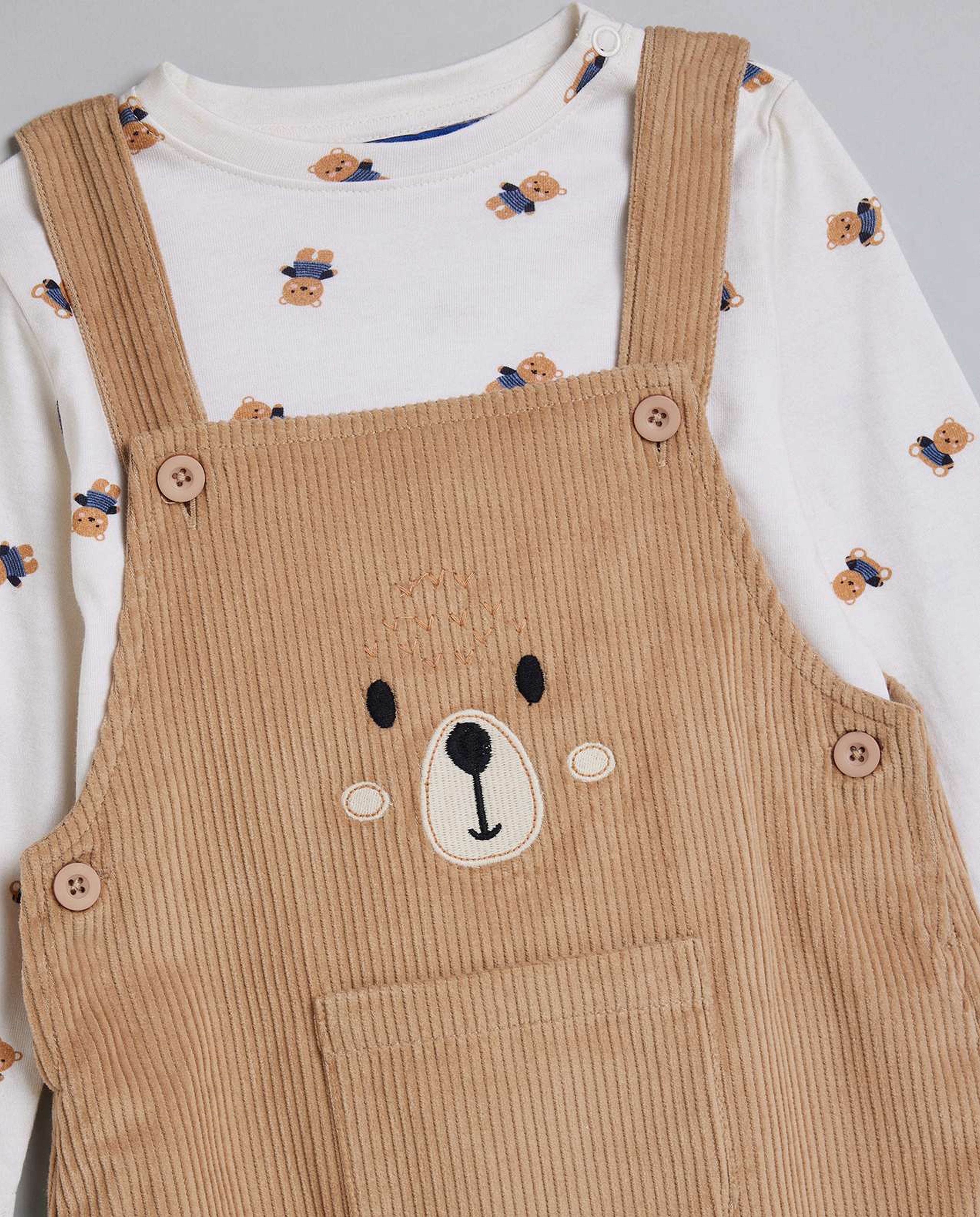 Printed T-Shirt and Dungaree Set