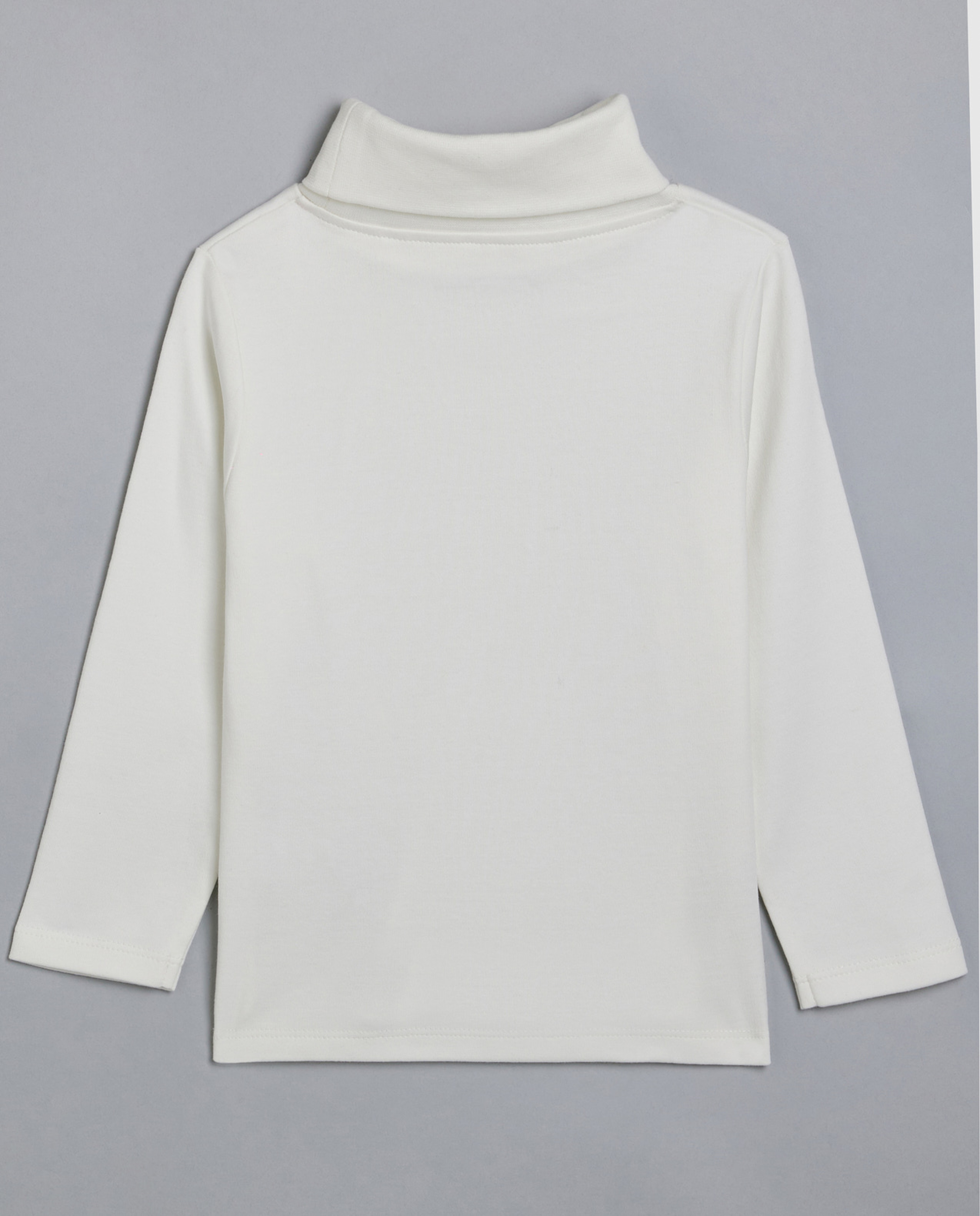 Solid T-Shirt with Turtleneck and Long Sleeves