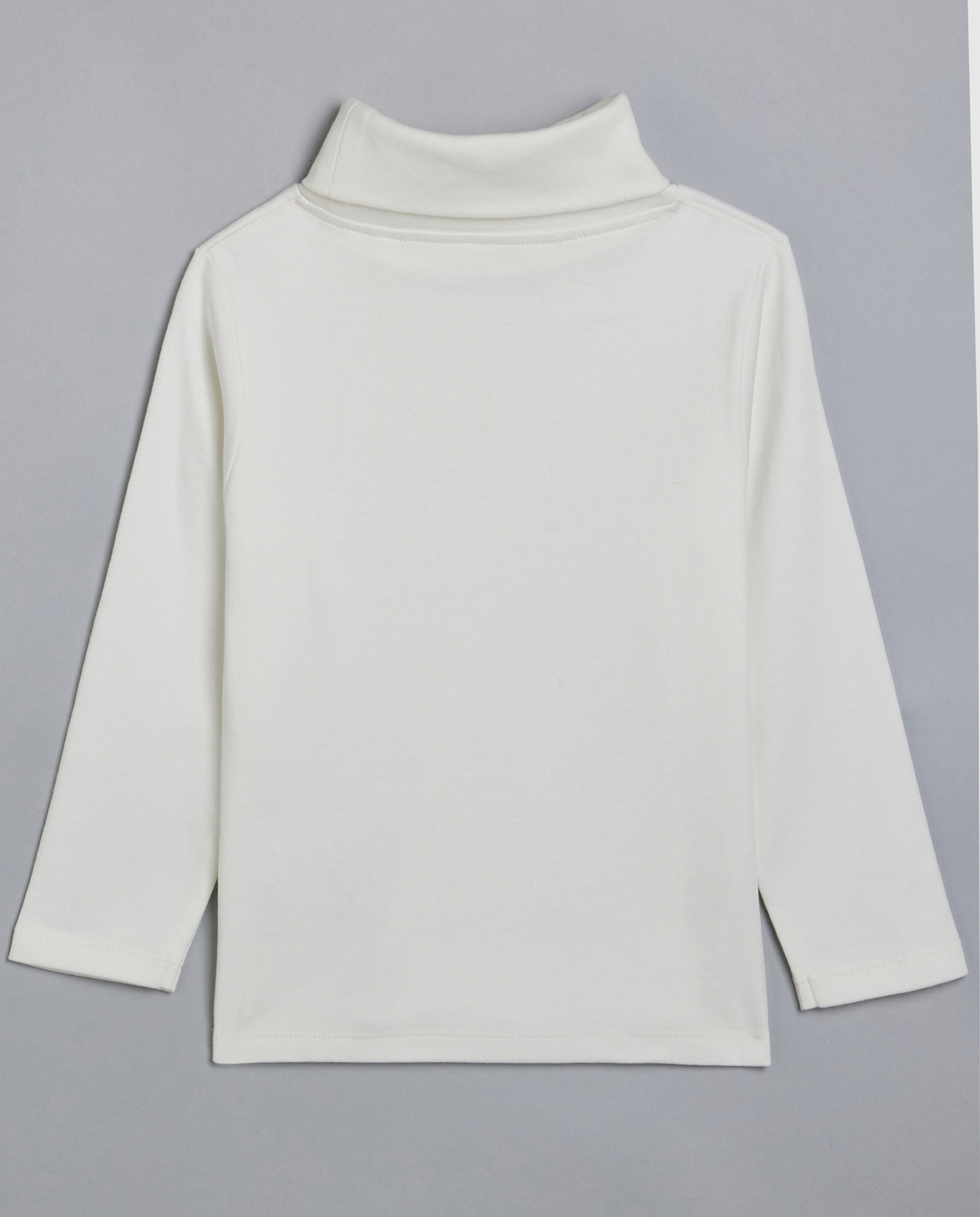 Solid T-Shirt with Turtleneck and Long Sleeves
