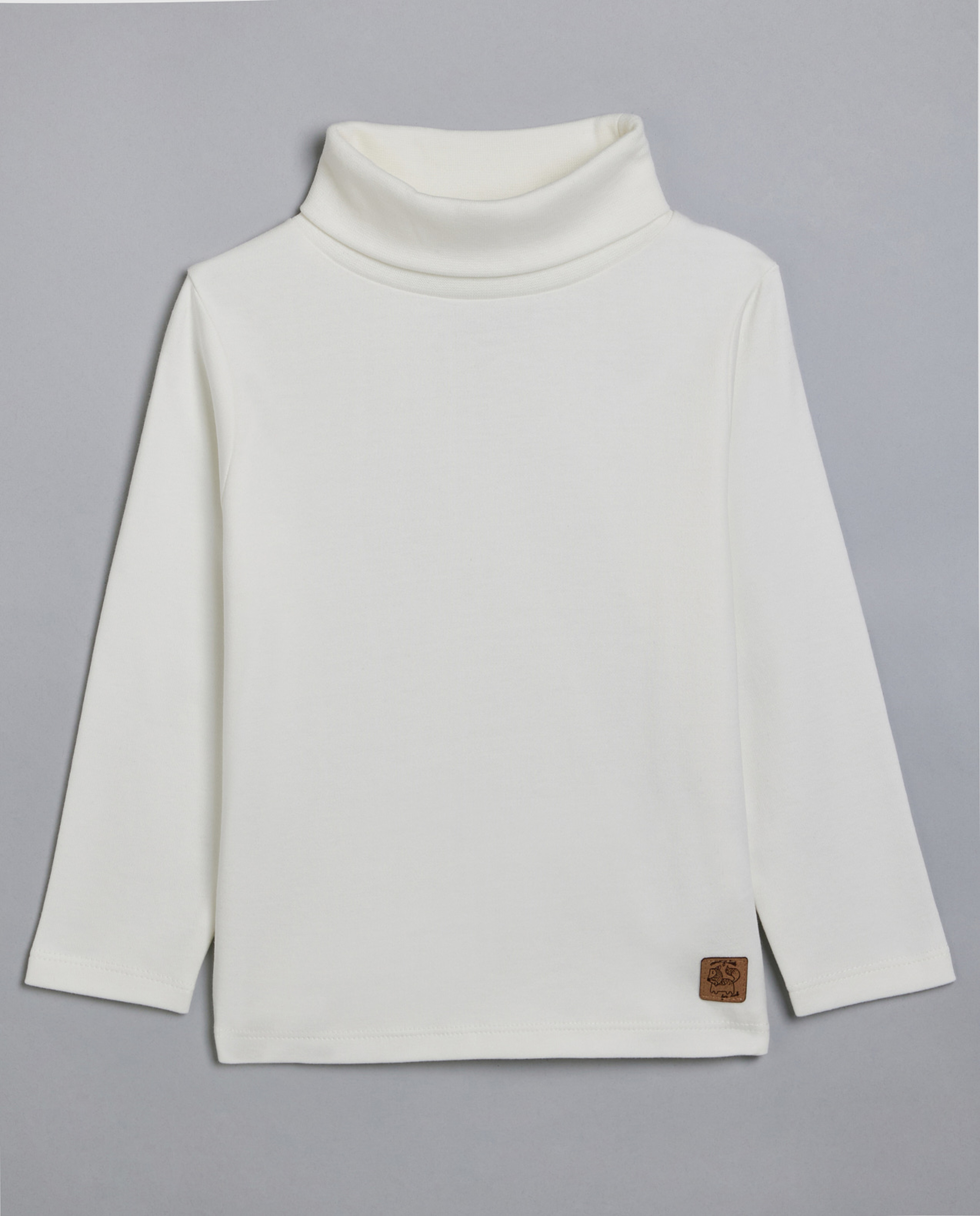 Solid T-Shirt with Turtleneck and Long Sleeves