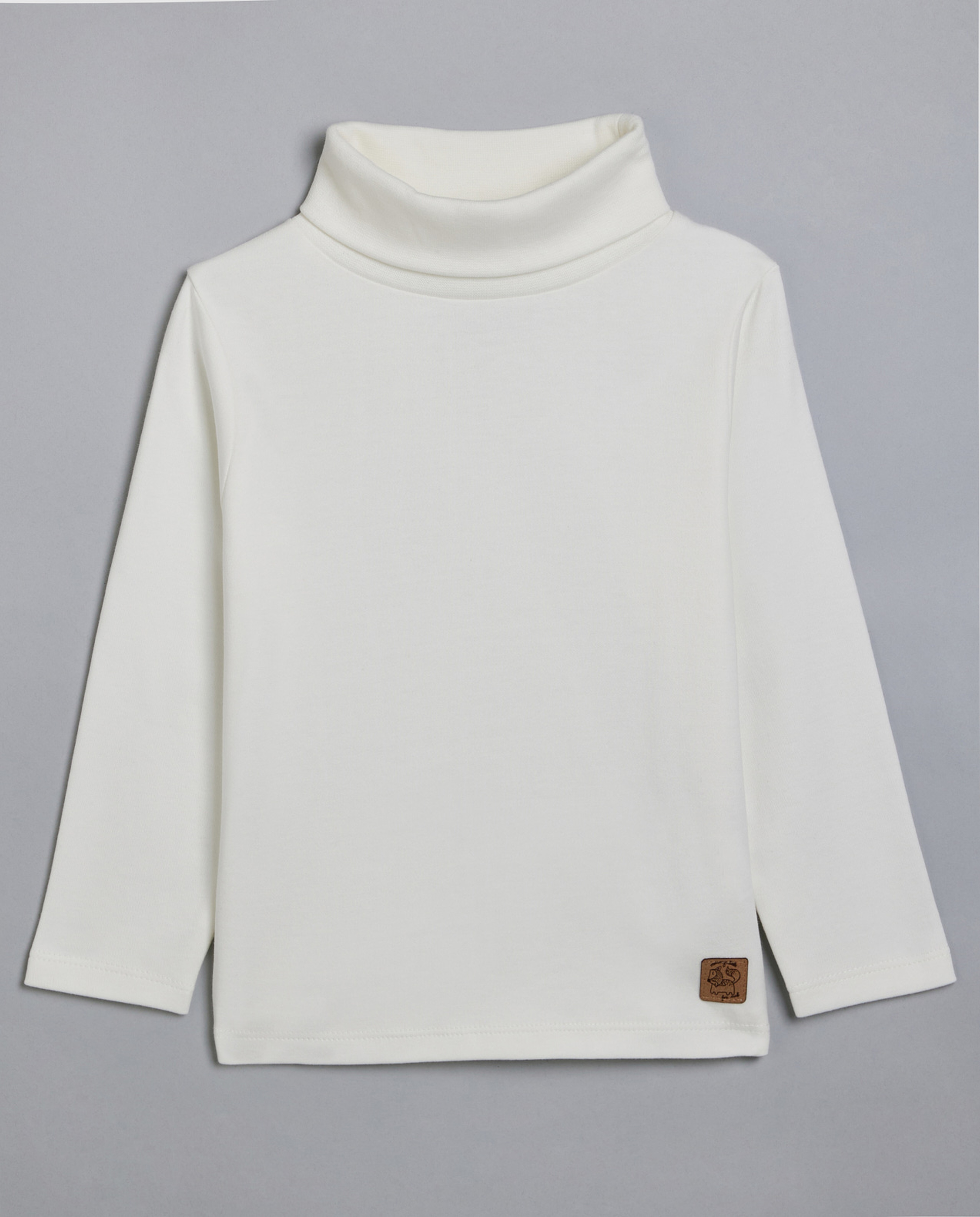 Solid T-Shirt with Turtleneck and Long Sleeves