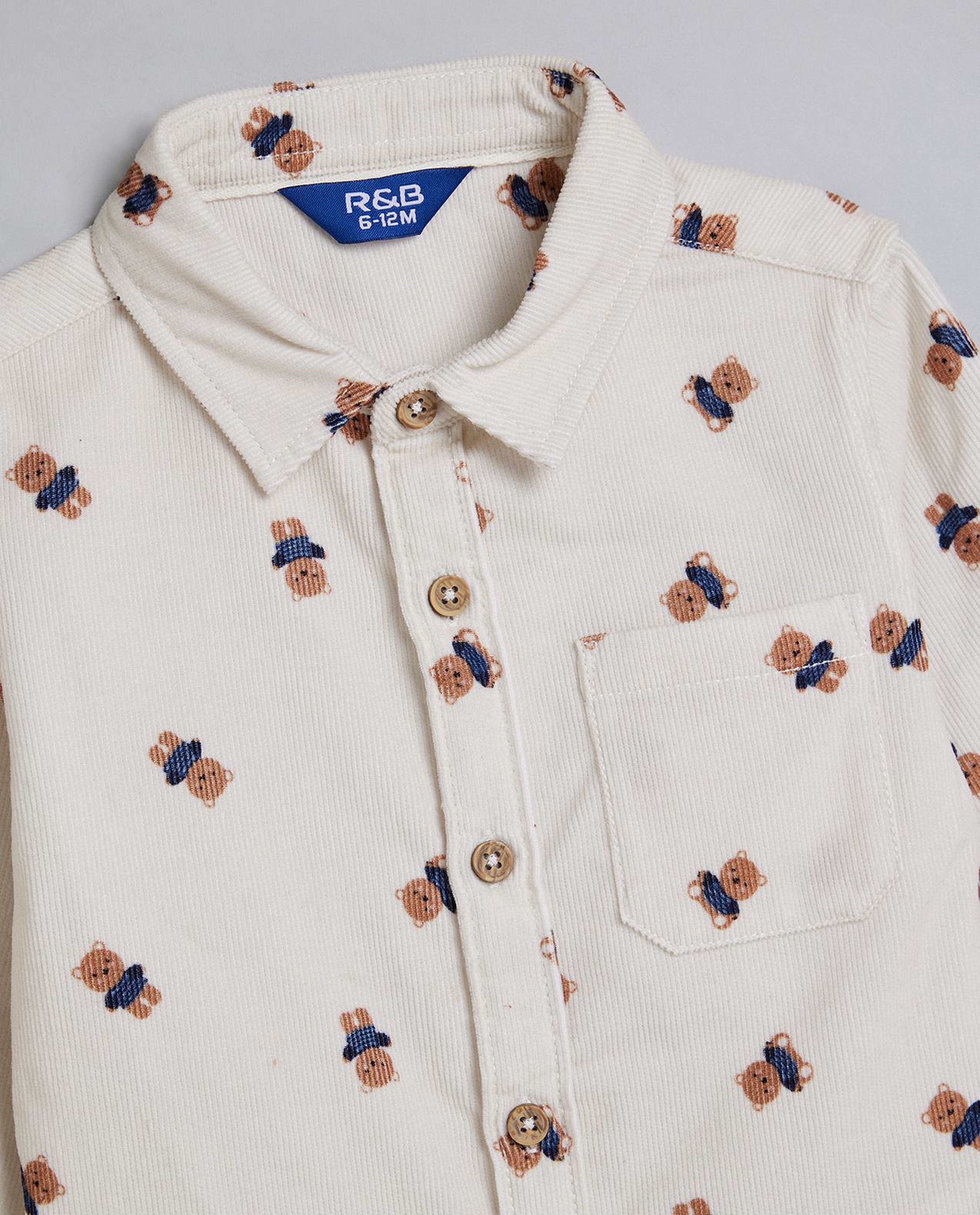 Printed Shirt with Classic Collar and Long Sleeves