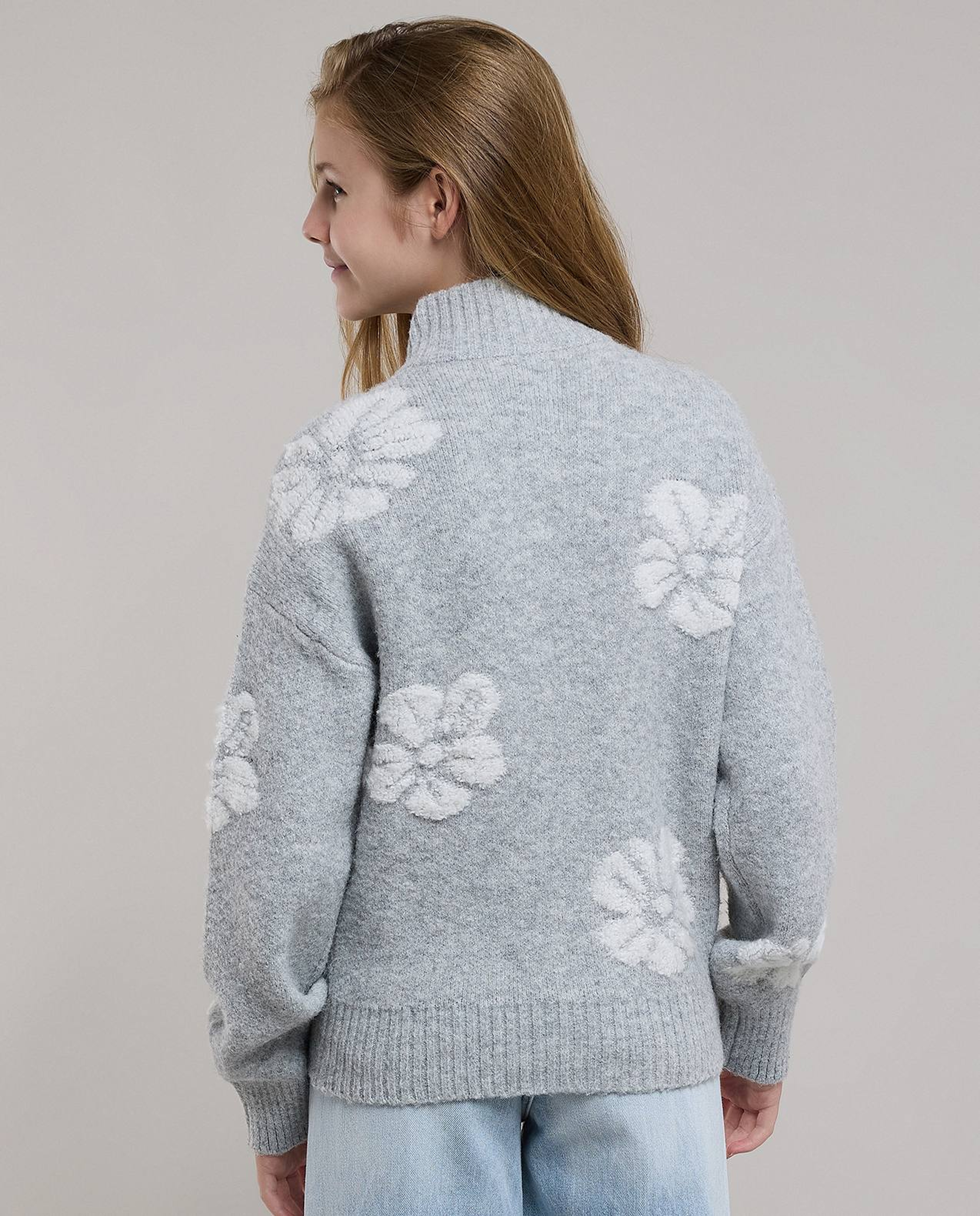 Embroidered Cardigan with Zipper Closure