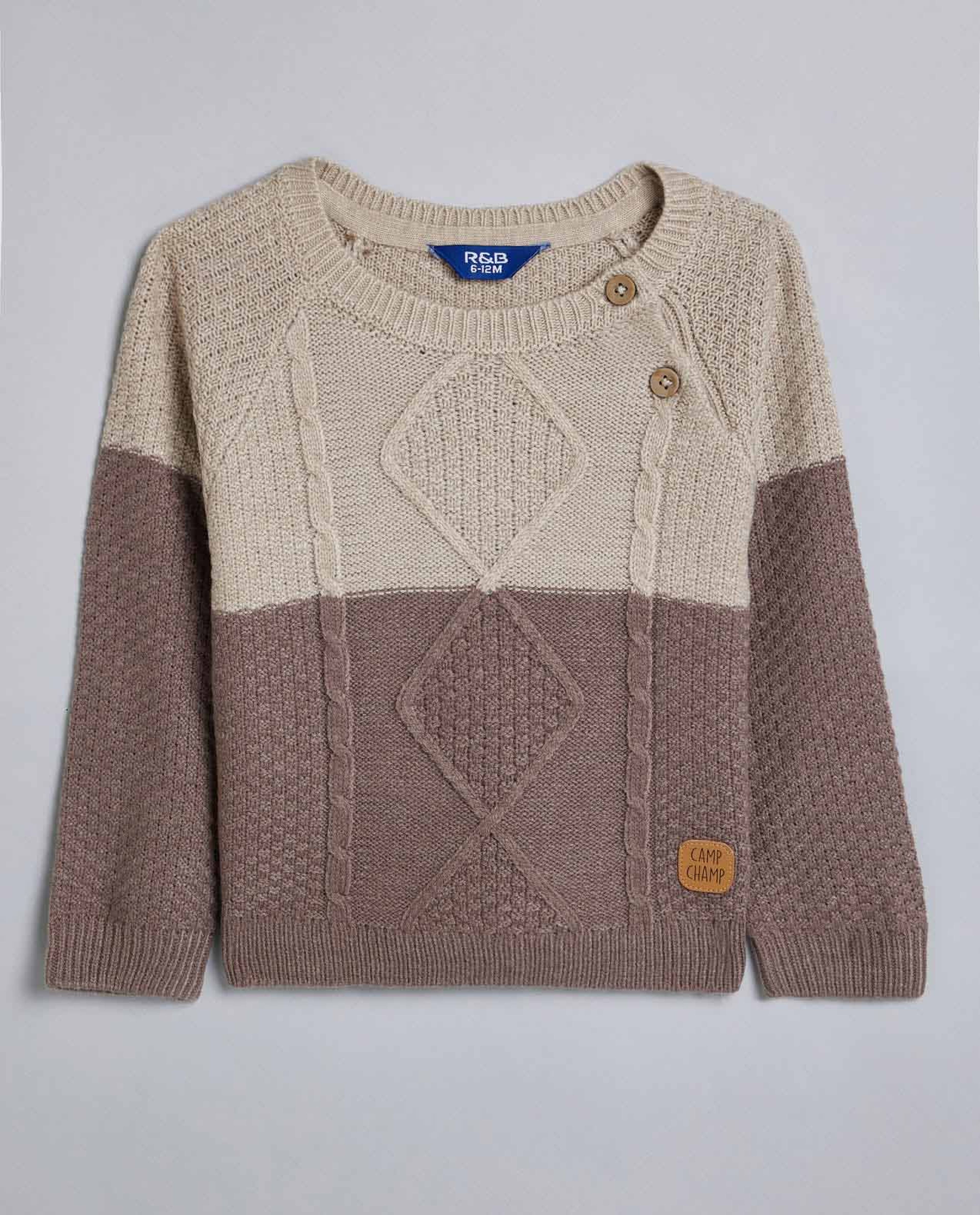 Colorblock Sweater with Crew Neck and Long Sleeves