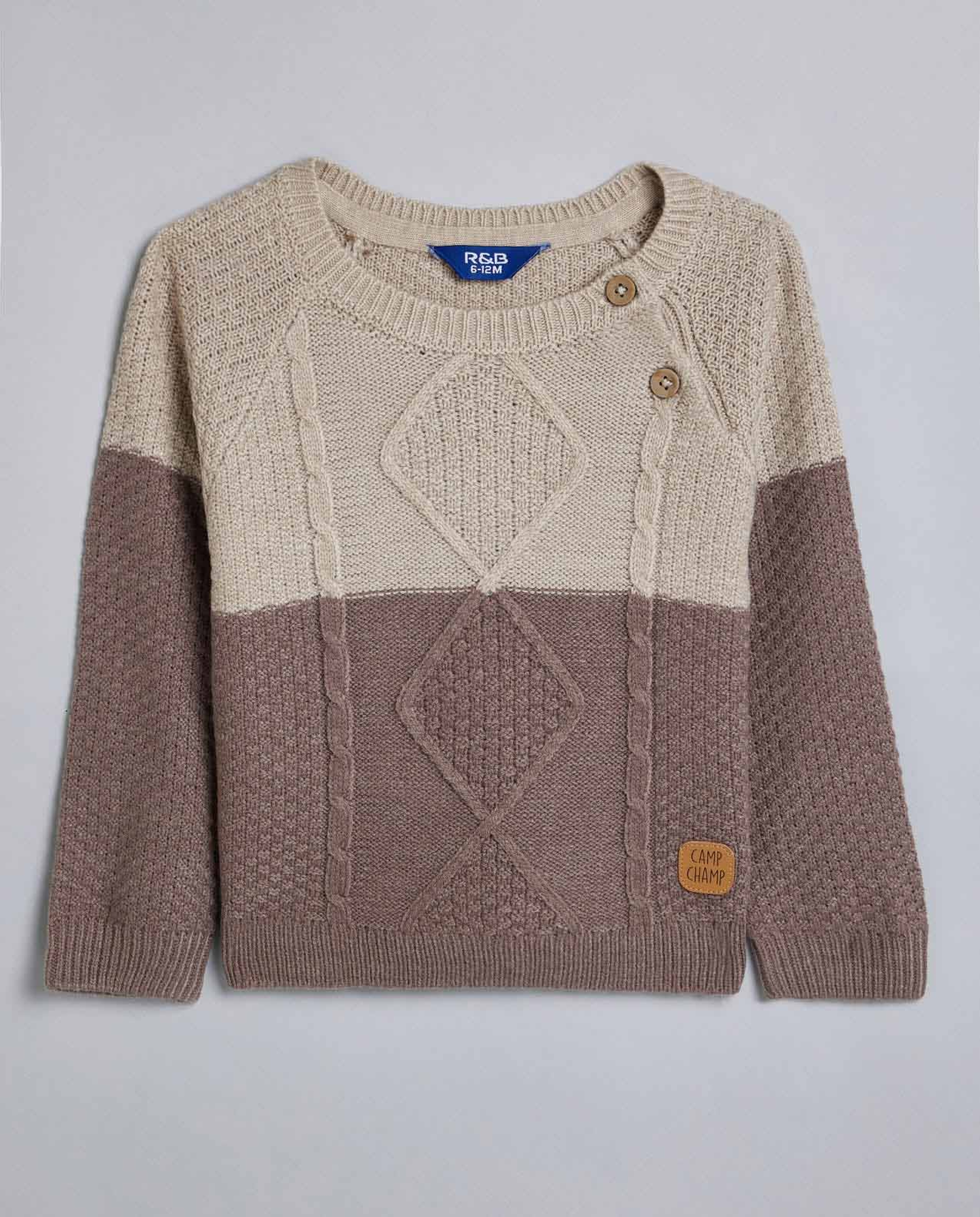 Colorblock Sweater with Crew Neck and Long Sleeves