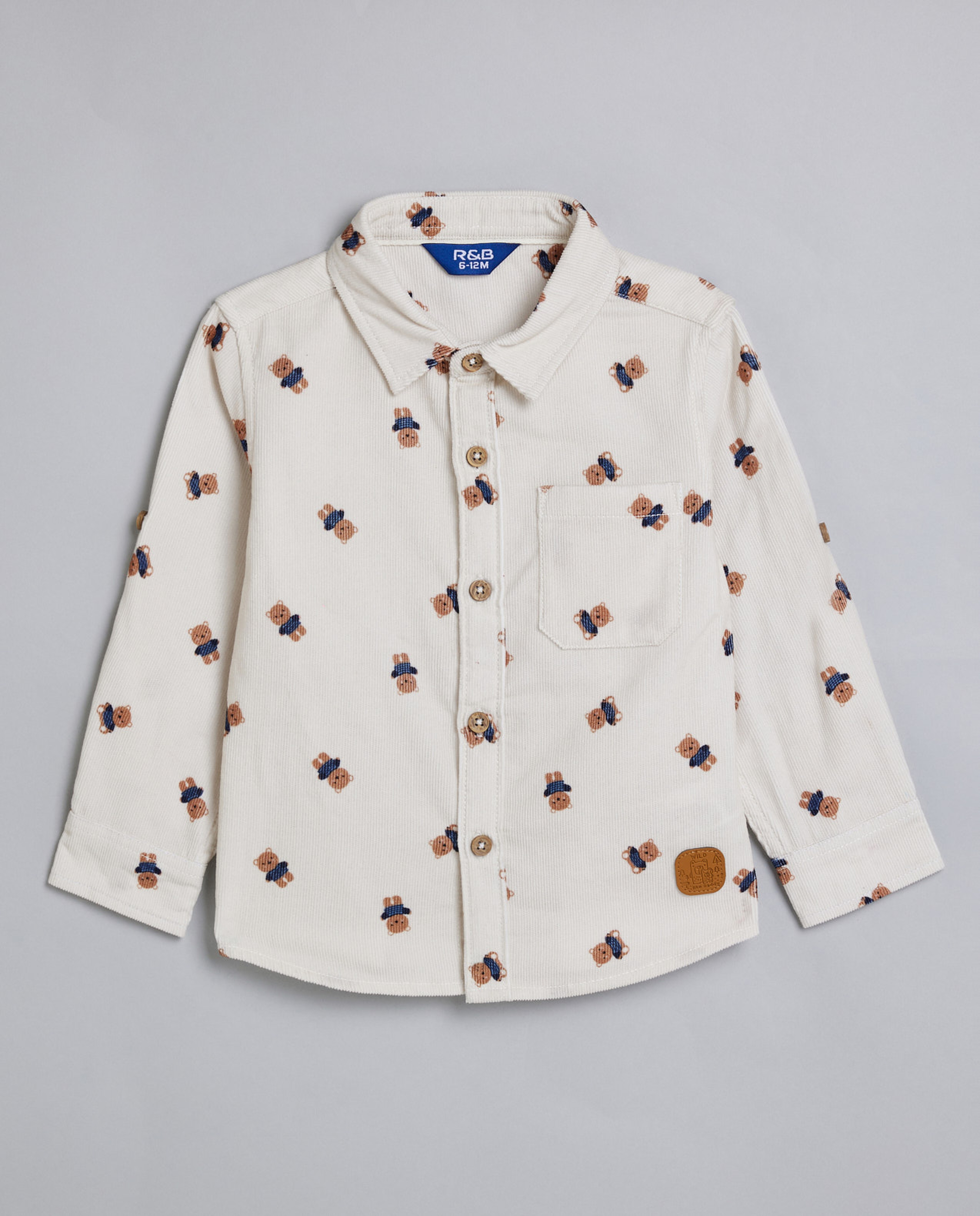 Printed Shirt with Classic Collar and Long Sleeves