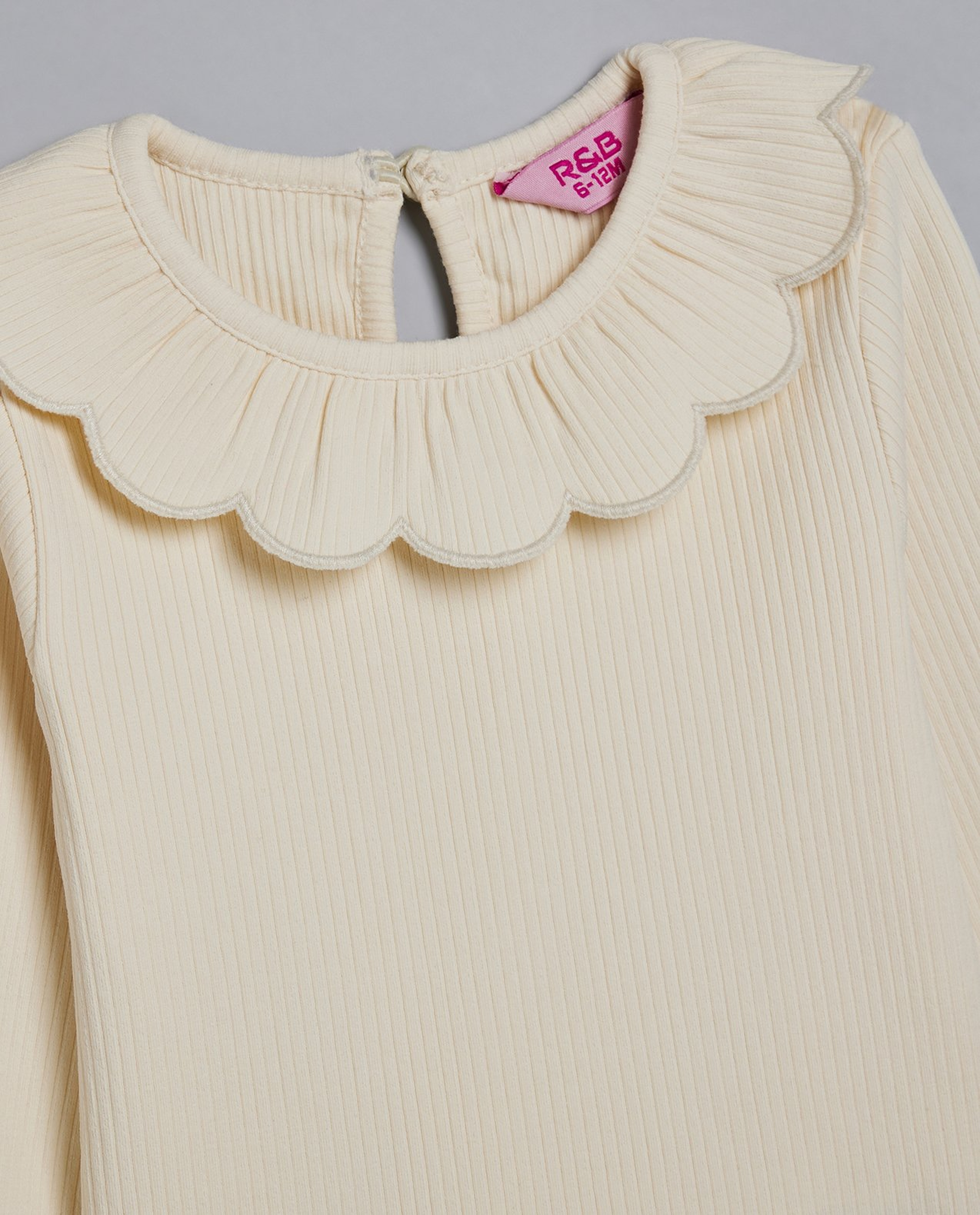Ribbed Collared Top with Long Sleeves