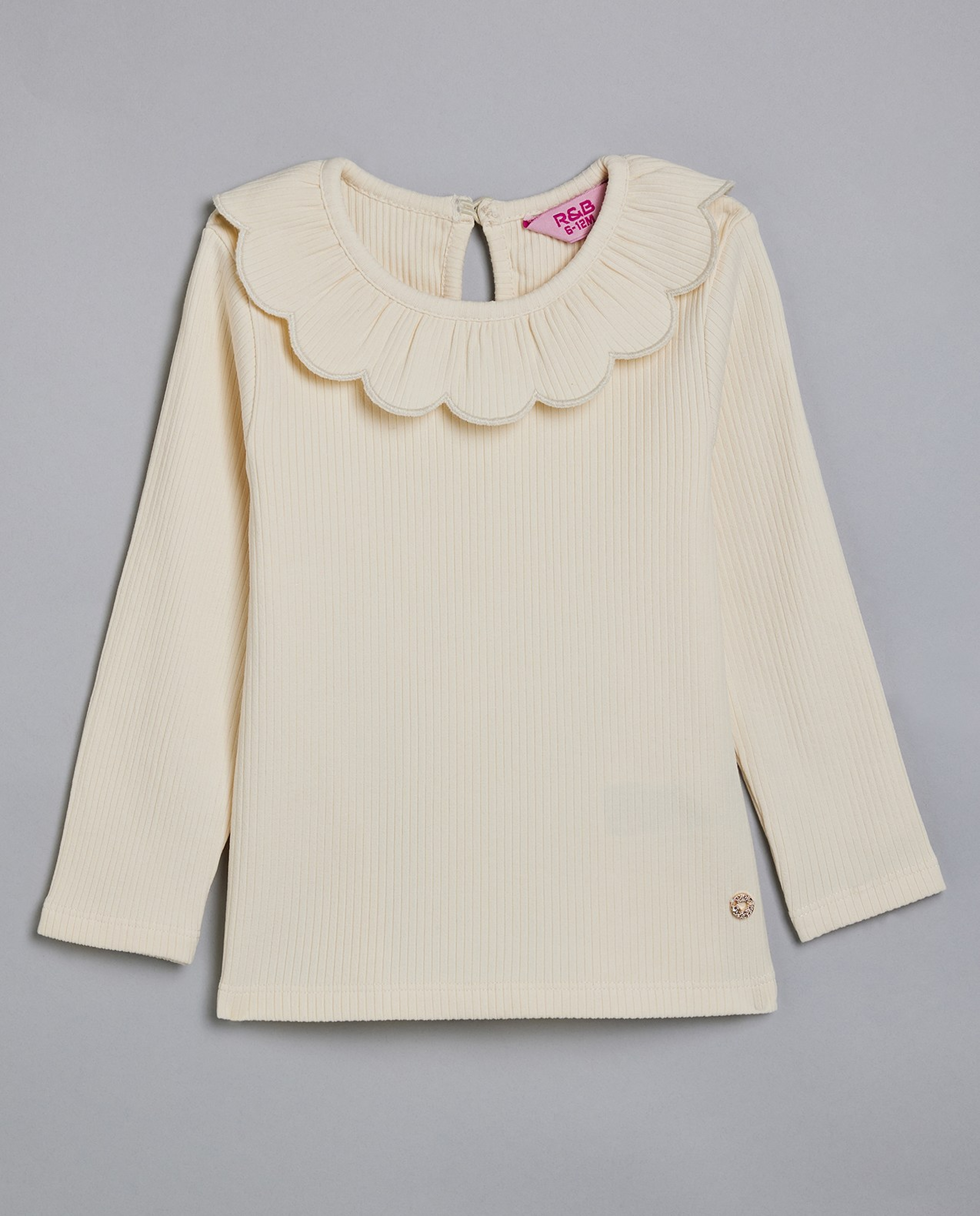 Ribbed Collared Top with Long Sleeves