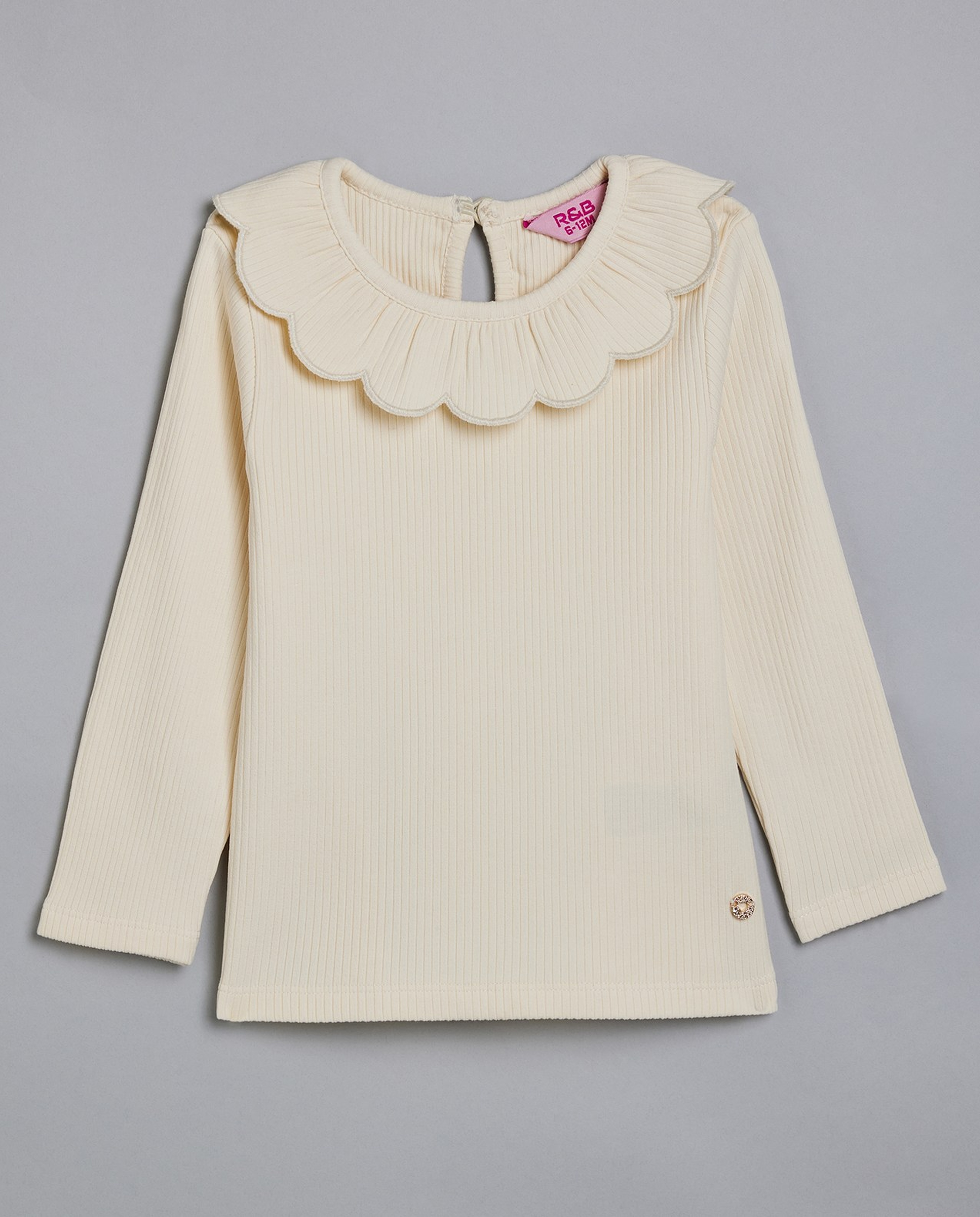 Ribbed Collared Top with Long Sleeves