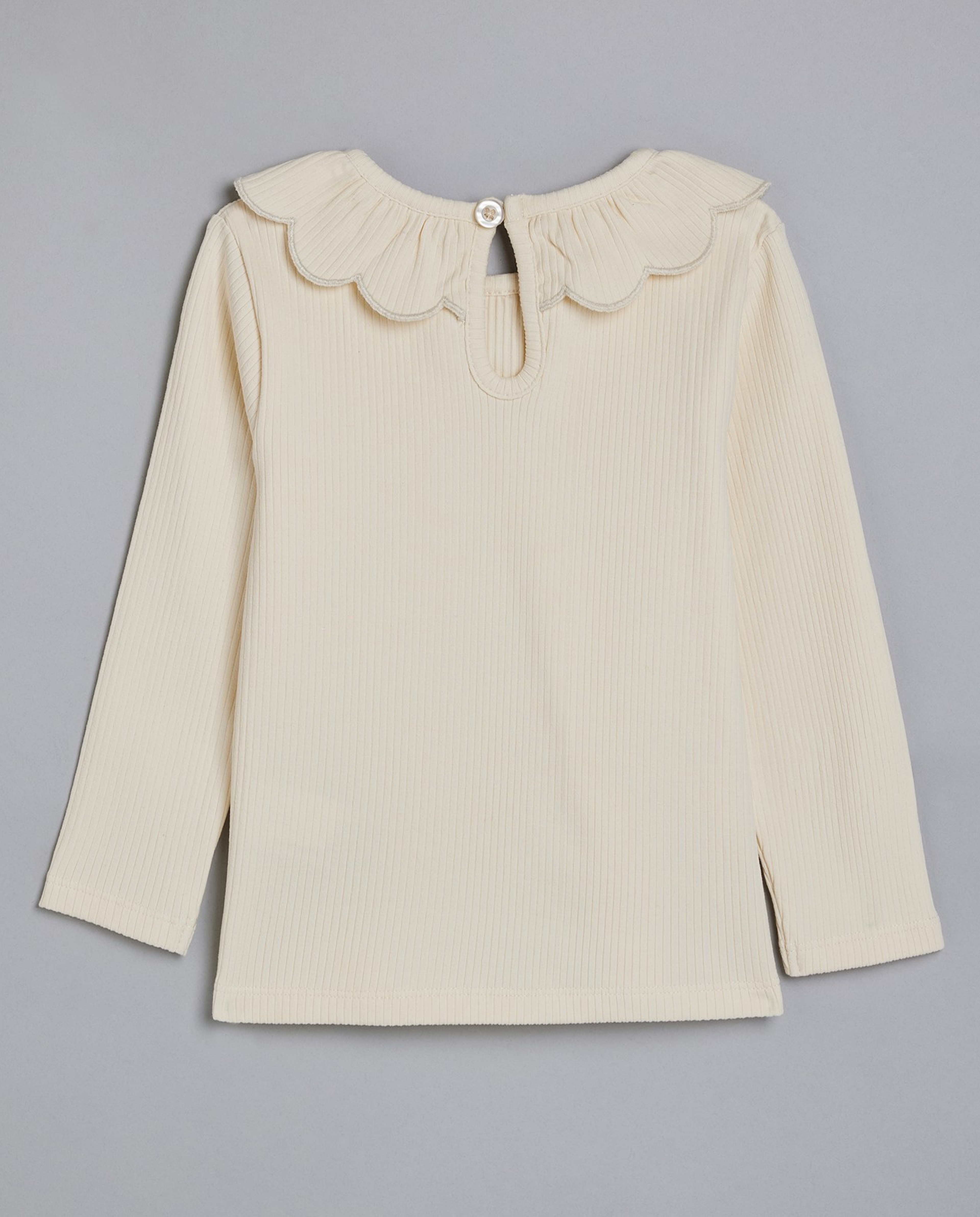 Ribbed Collared Top with Long Sleeves