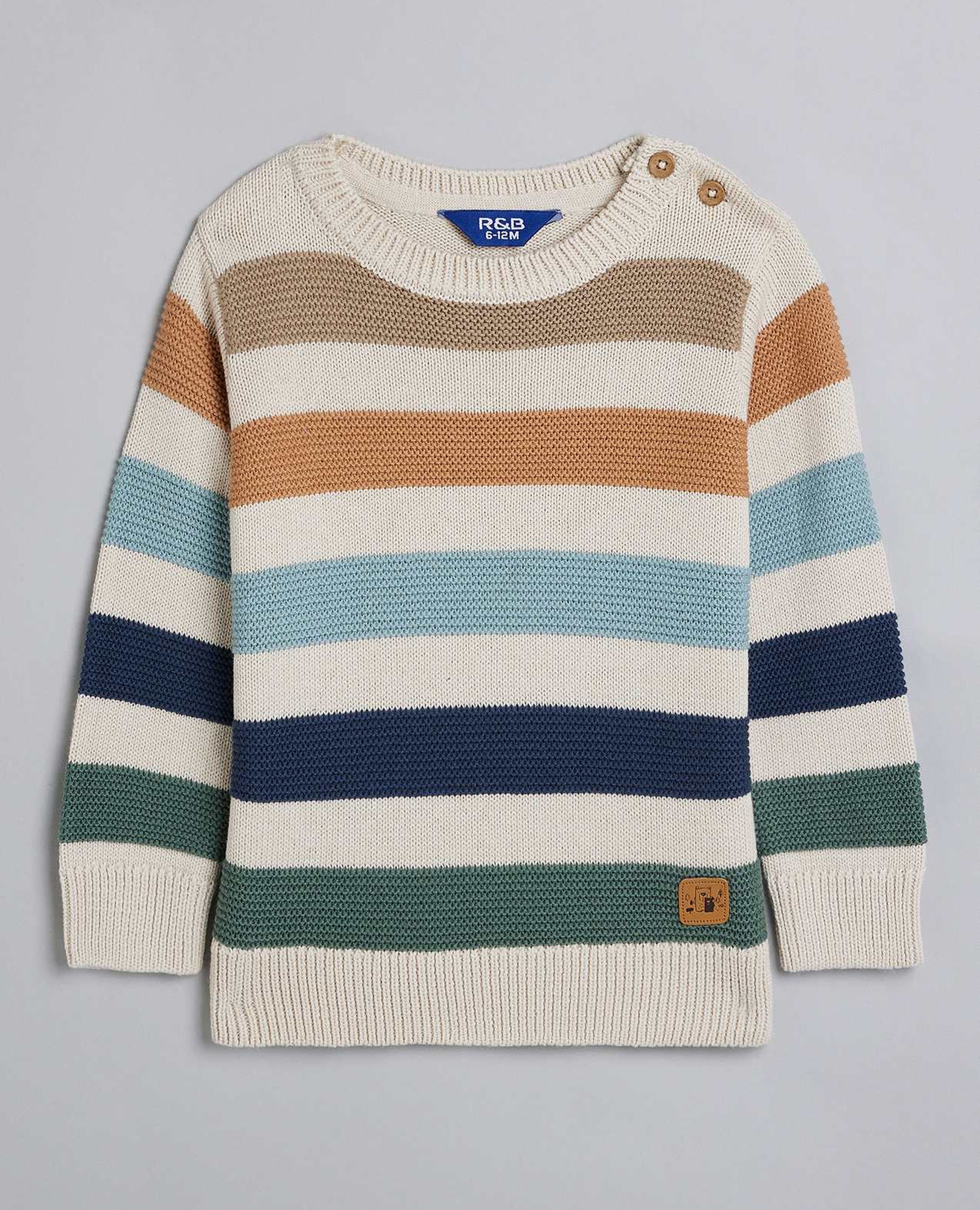 Striped Sweater with Crew Neck and Long Sleeves