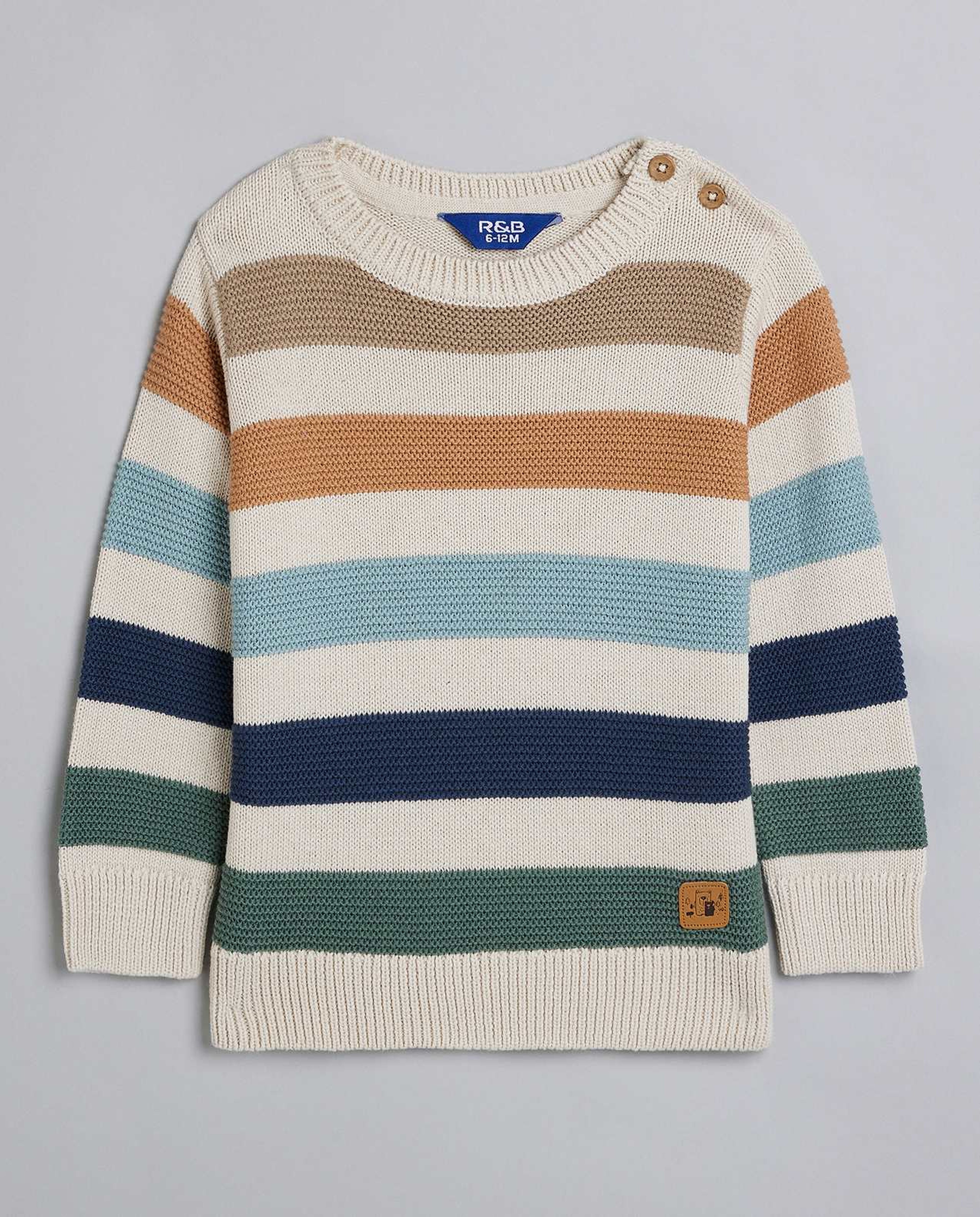 Striped Sweater with Crew Neck and Long Sleeves