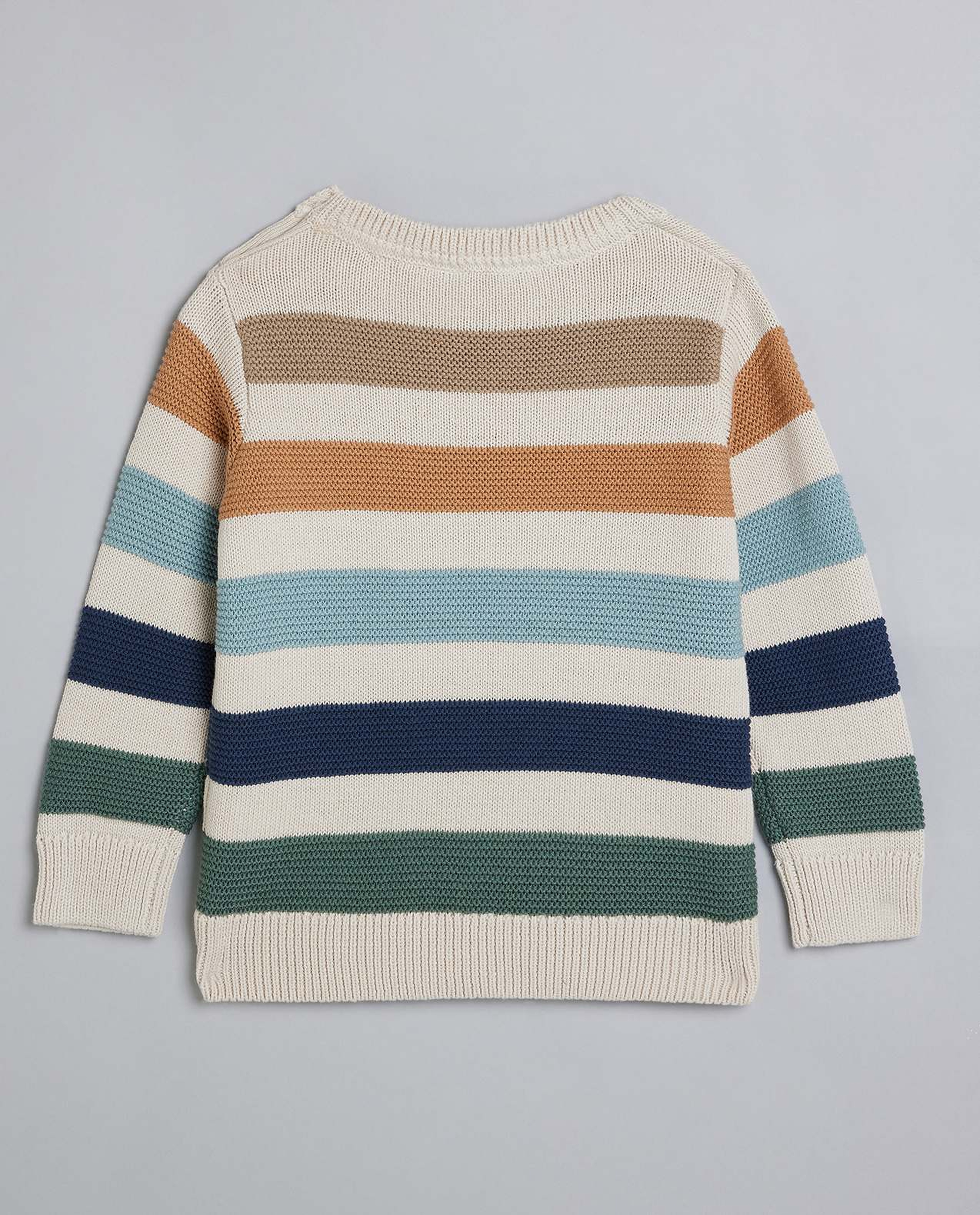 Striped Sweater with Crew Neck and Long Sleeves