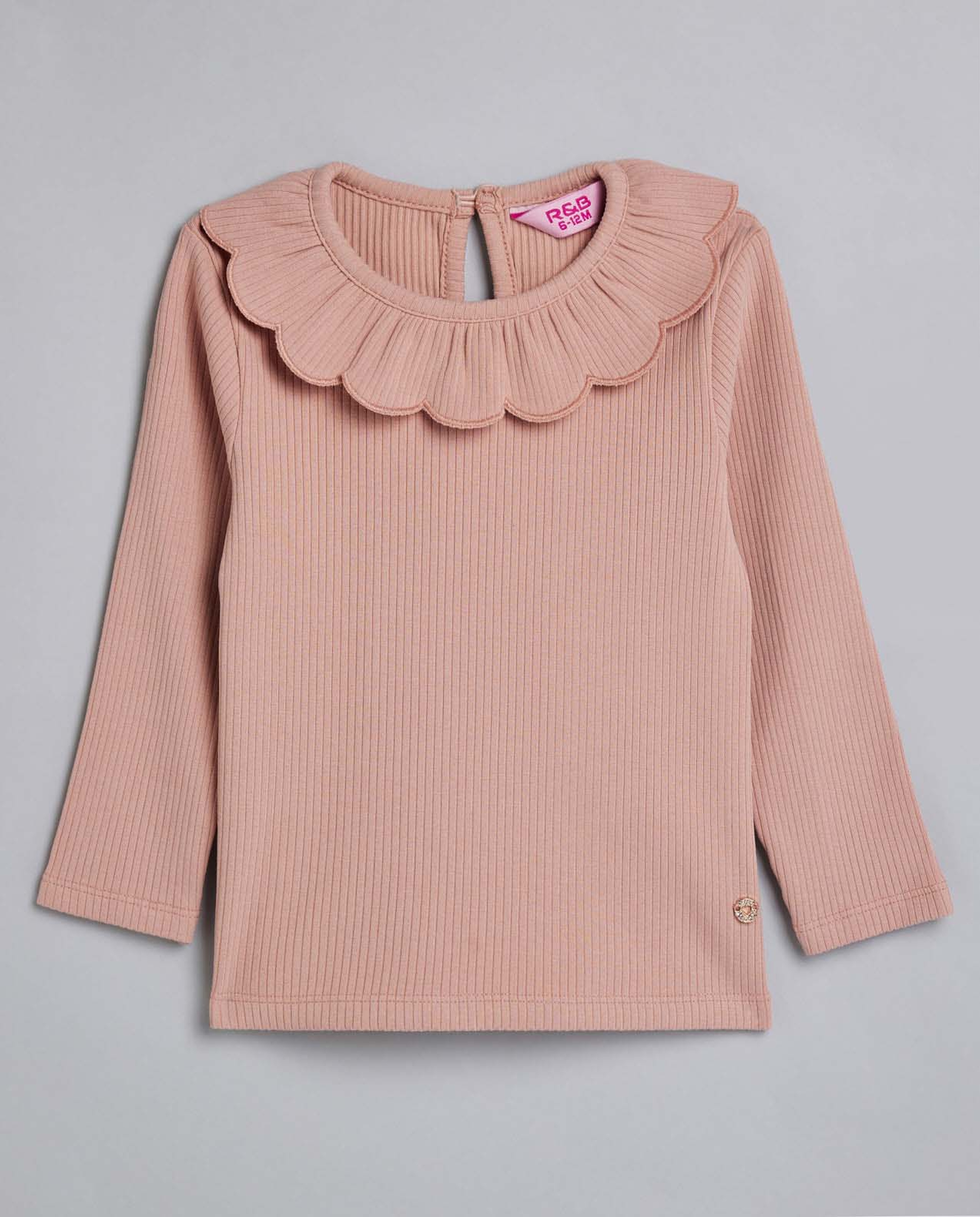 Ribbed Collared Top with Long Sleeves
