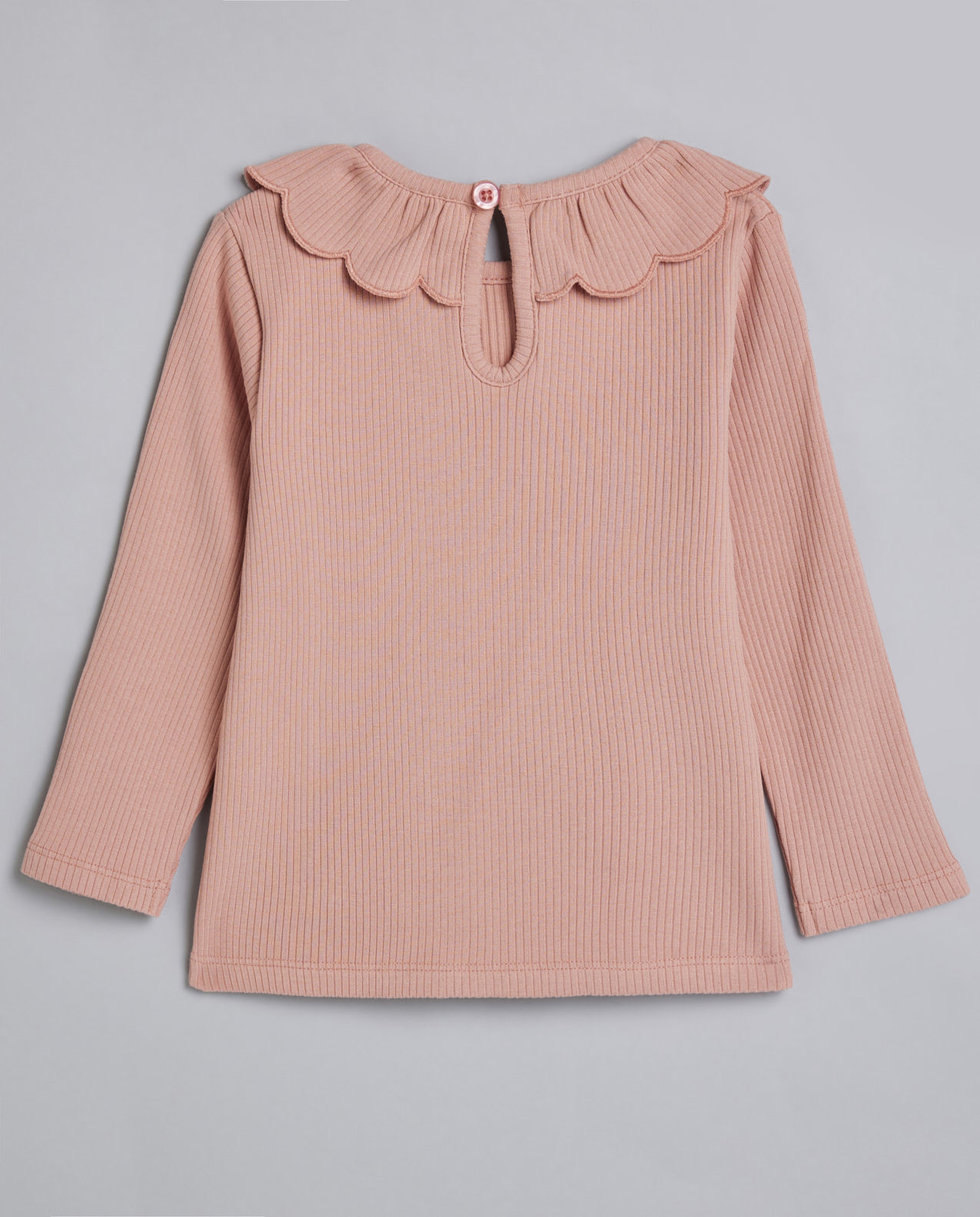 Ribbed Collared Top with Long Sleeves