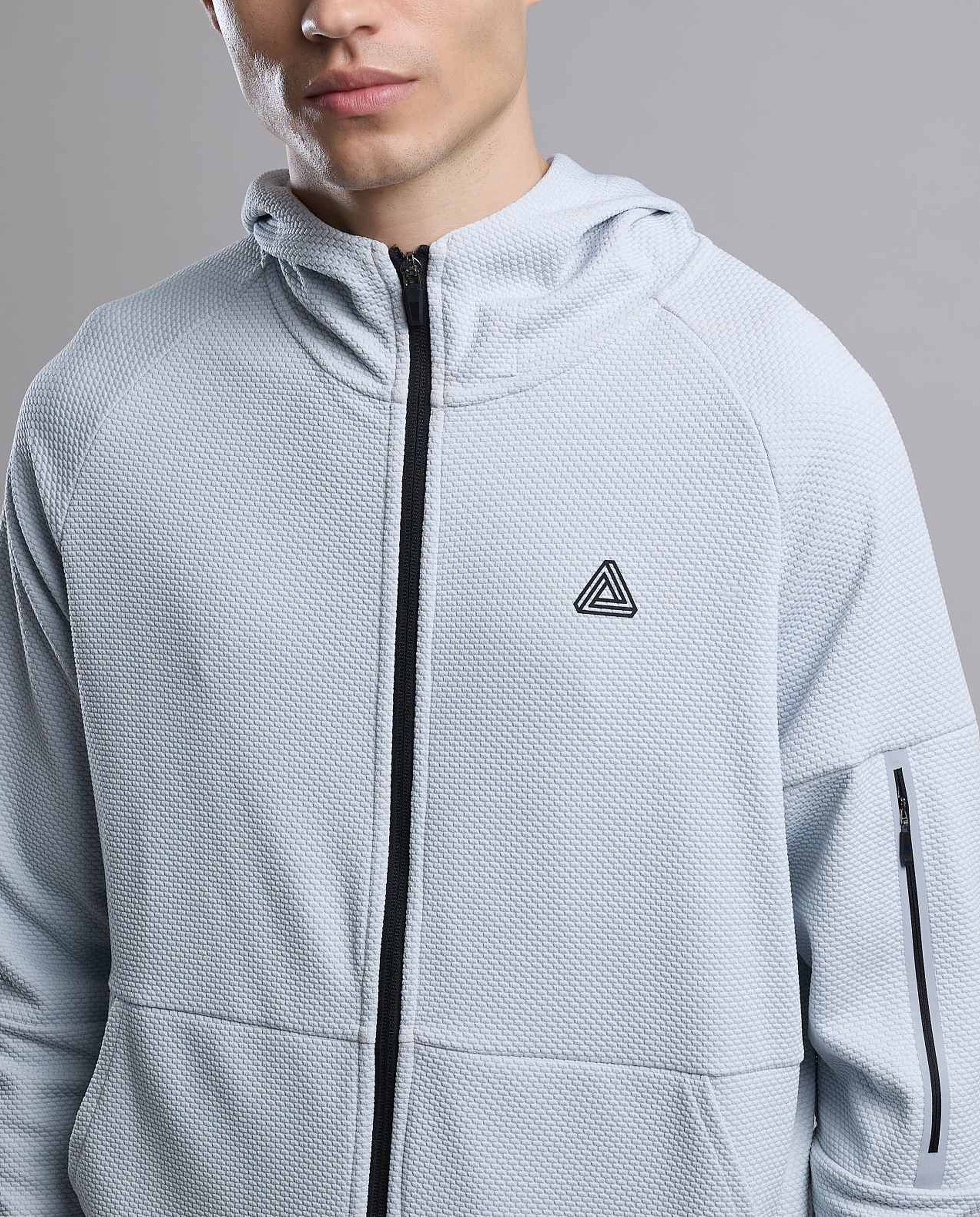 Logo Detail Hooded Track Jacket with Zipper Closure