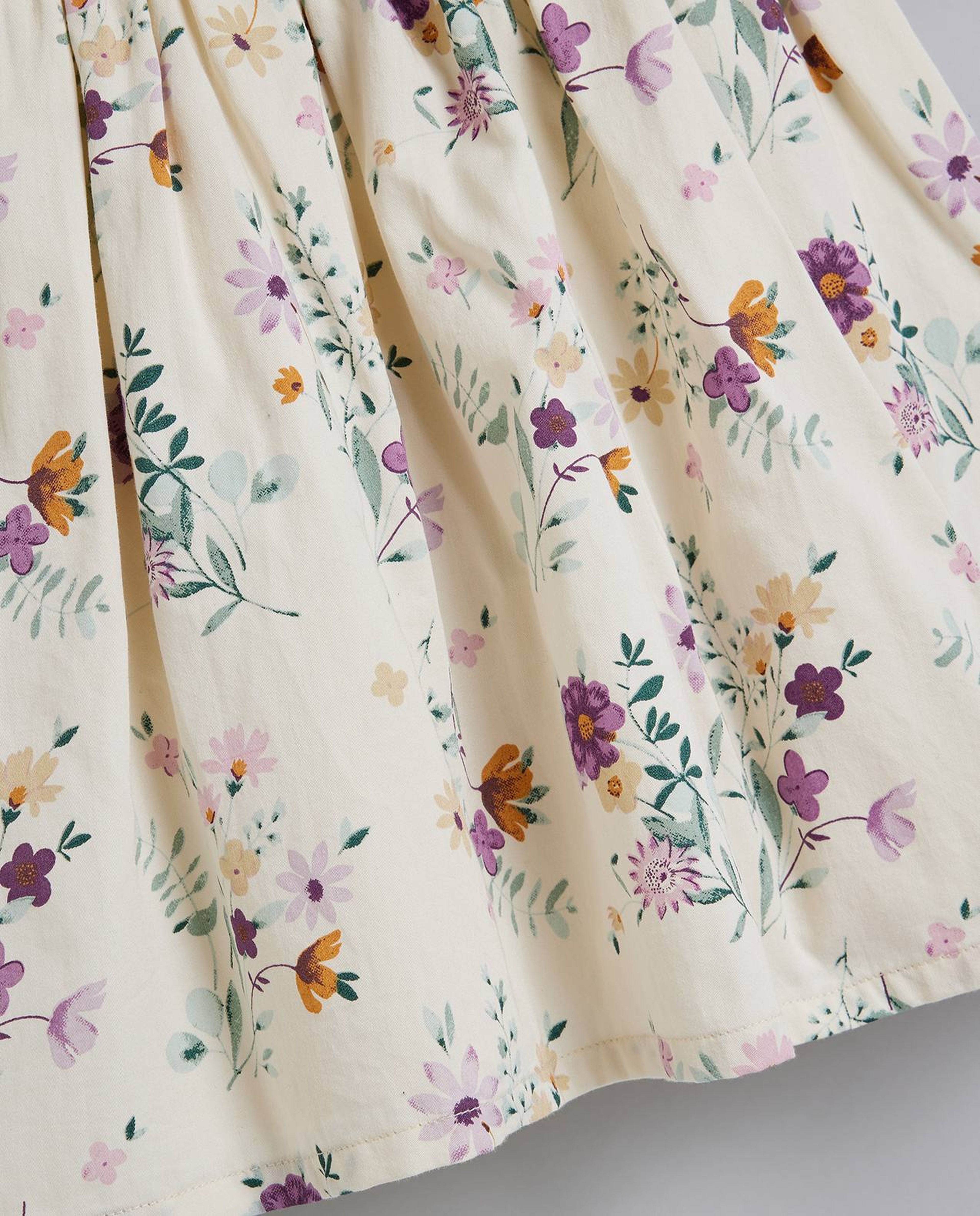 Floral Print Fit & Flare Dress with Puff Sleeves