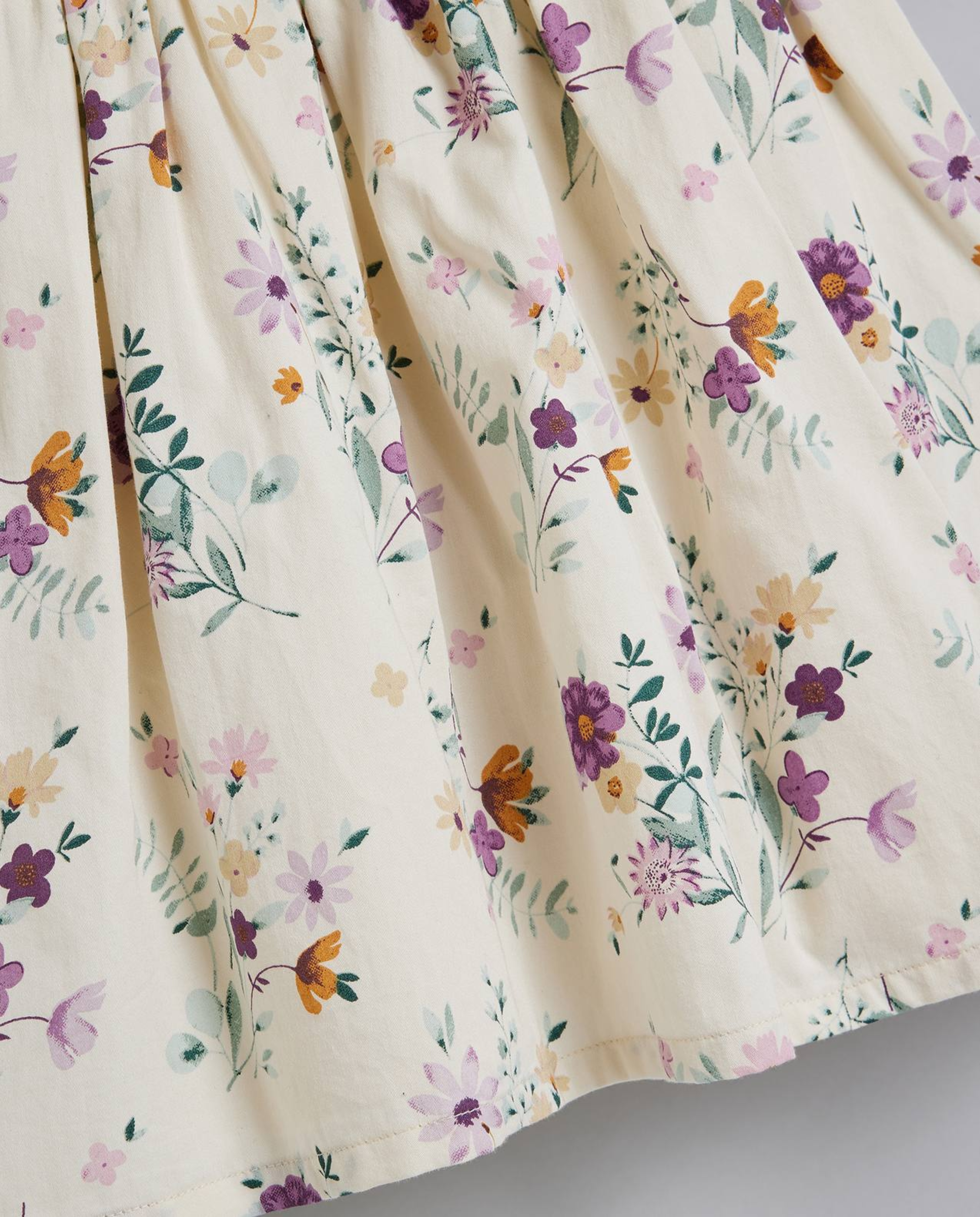 Floral Print Fit & Flare Dress with Puff Sleeves