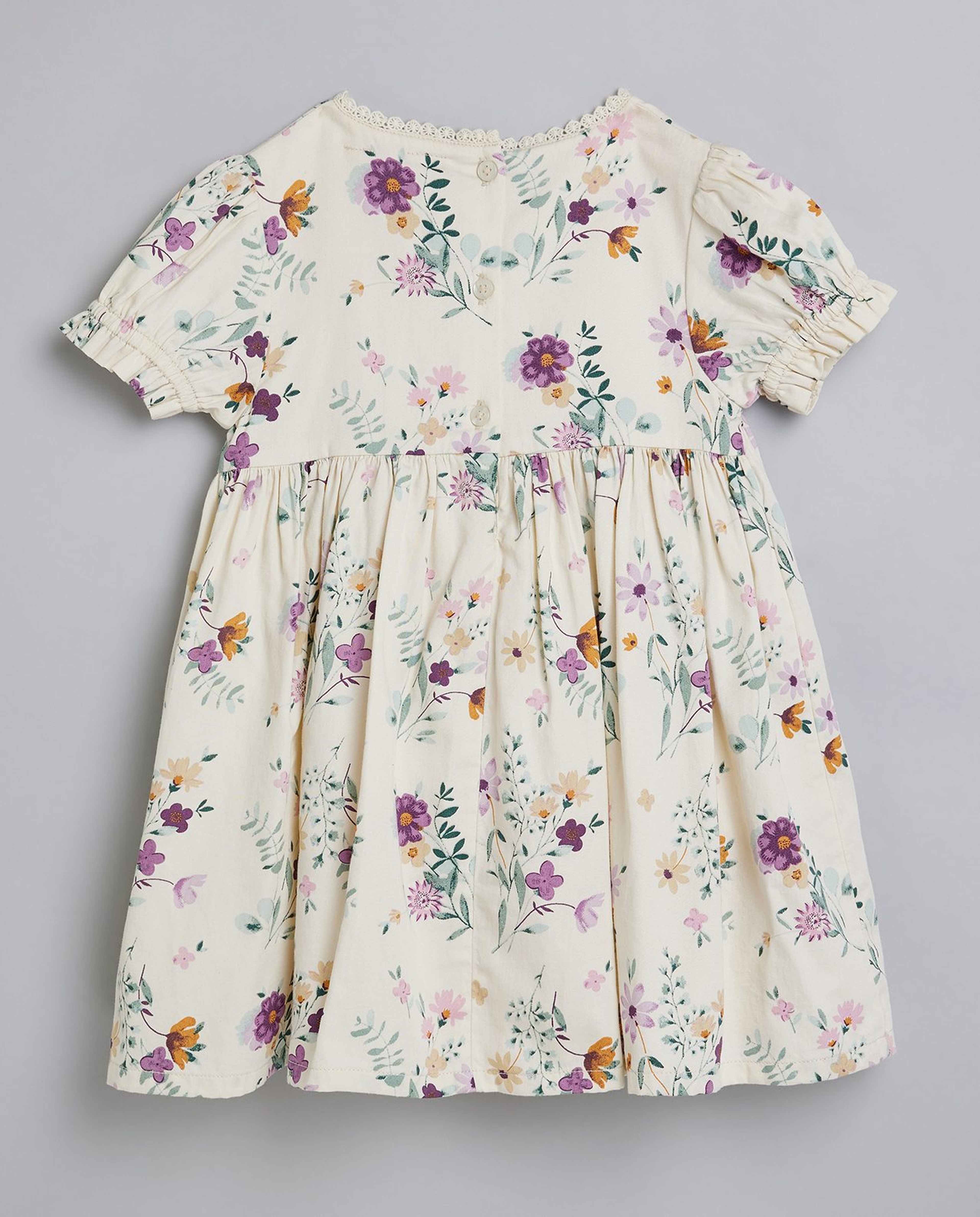 Floral Print Fit & Flare Dress with Puff Sleeves